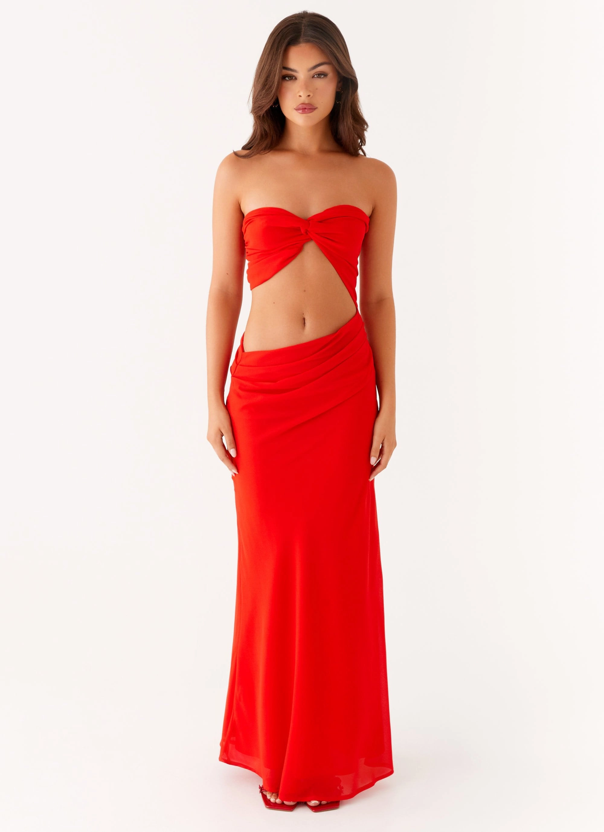 Tailored Style Formal Look Carla Maxi Dress - Red