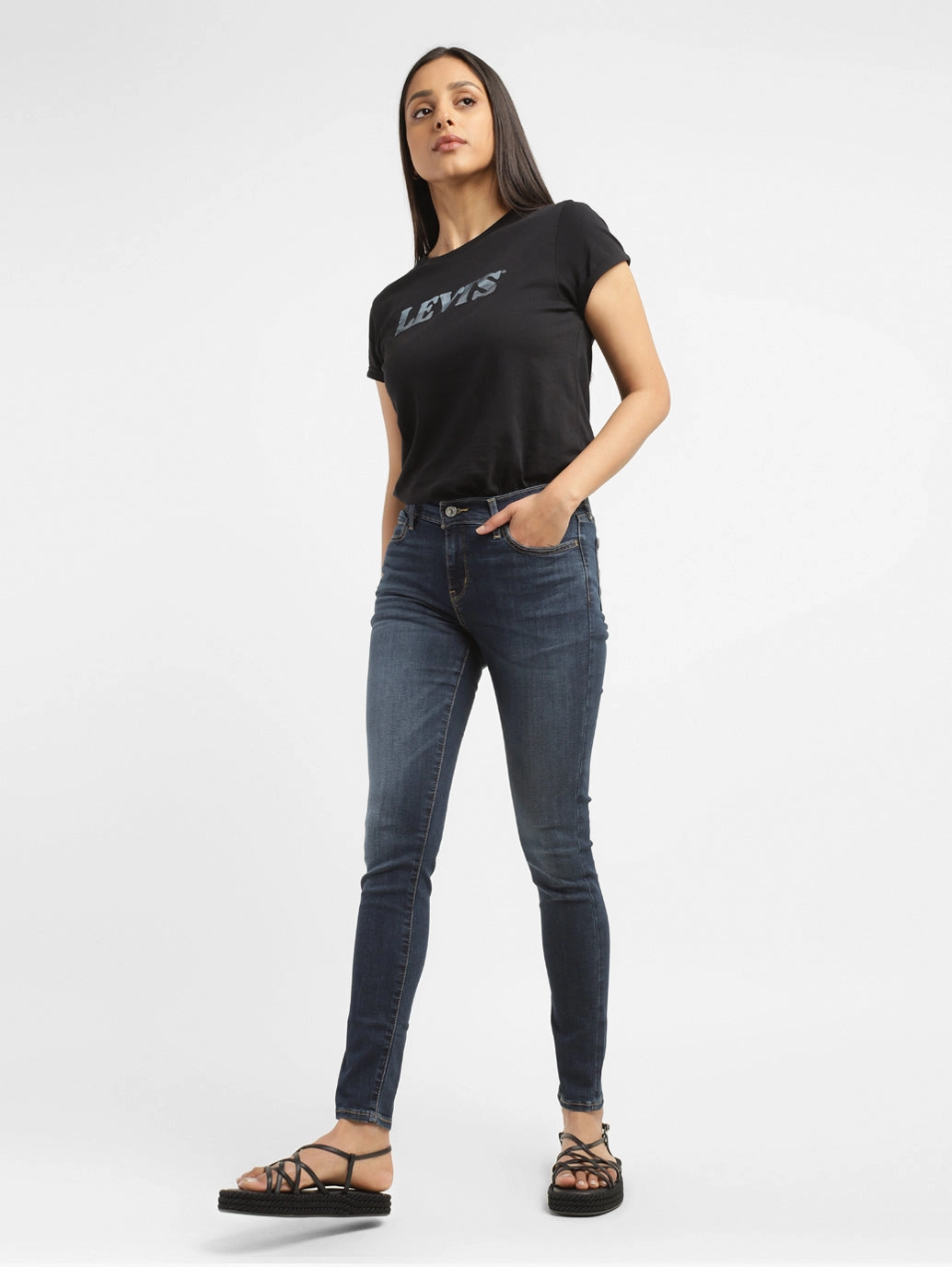 Women's 710 Blue Skinny Fit High Rise Jeans Versatile Fit