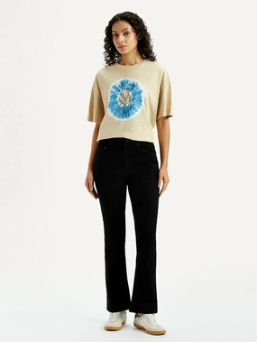 Women's 725 Black Flared Fit High Rise Jeans Smooth Minimalist