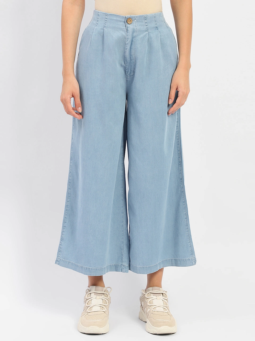 All Size Fit Madame Wide Leg Cropped Light Blue Denim