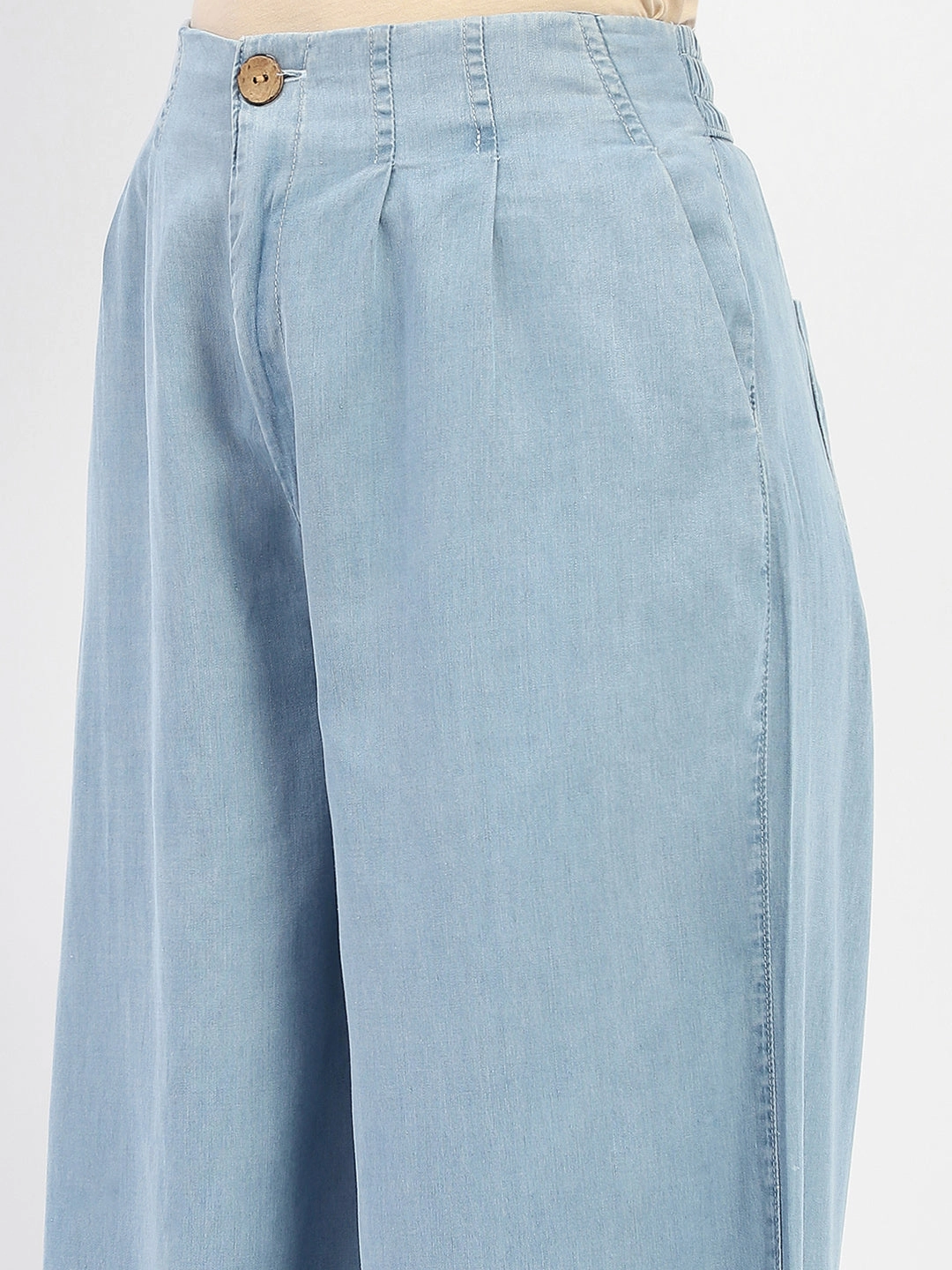 Unisex Fit Madame Wide Leg Cropped Light Blue Denim
