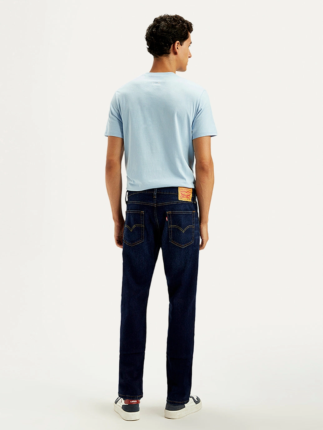 Men's 513 Dark Blue Slim Straight Fit Mid Rise Jeans Relaxed Style City Walk Trend Setter