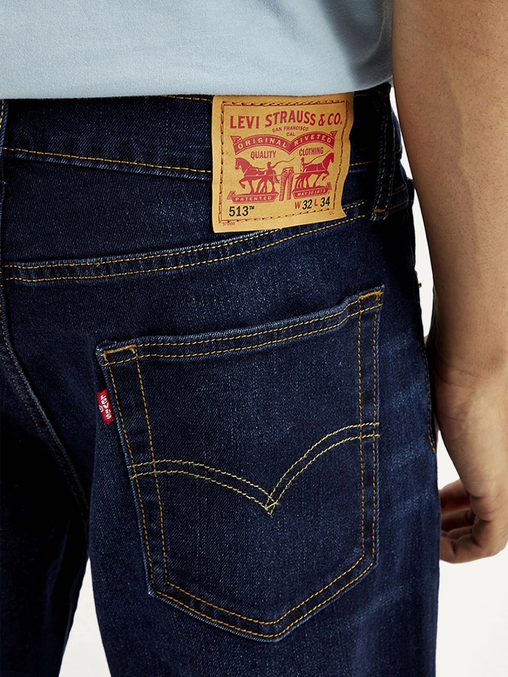 Men's 513 Dark Blue Slim Straight Fit Mid Rise Jeans Unisex Wear Artist Vibe