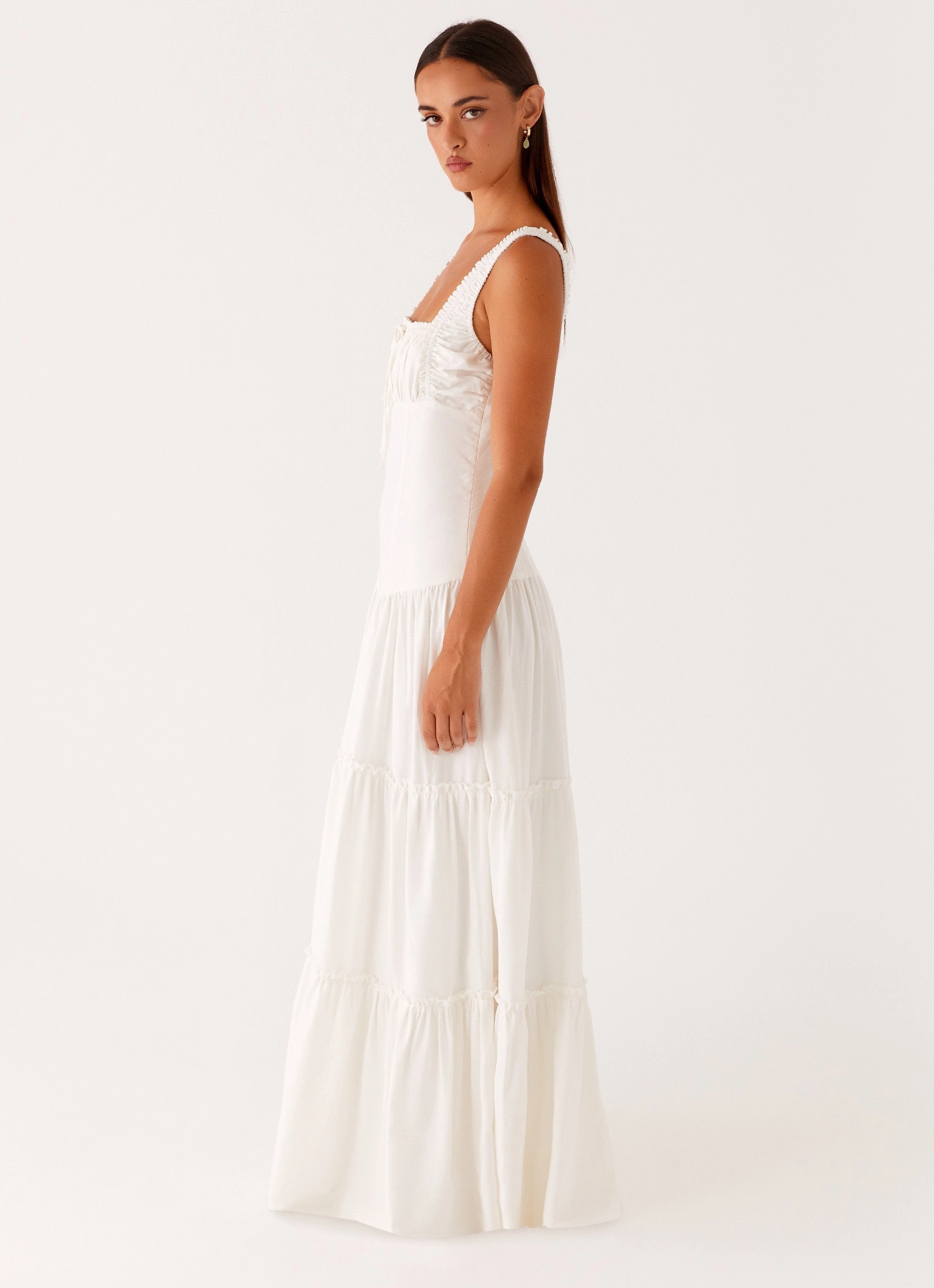 Esme Maxi Dress - White Comfy Yet Stylish Side-Zip