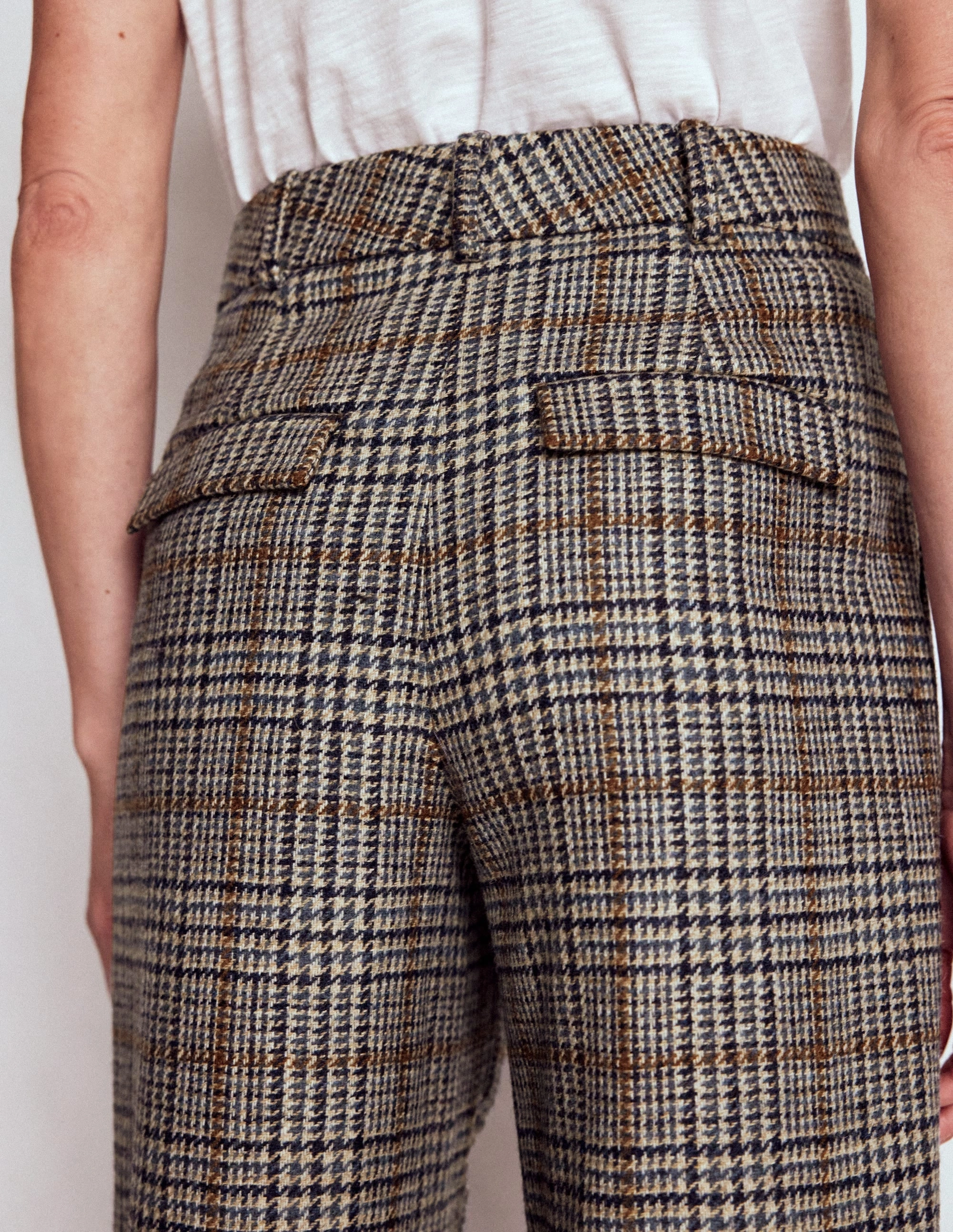 Bloomsbury Wool Trousers-Blue and Grey Prince of Wales Tough Materials