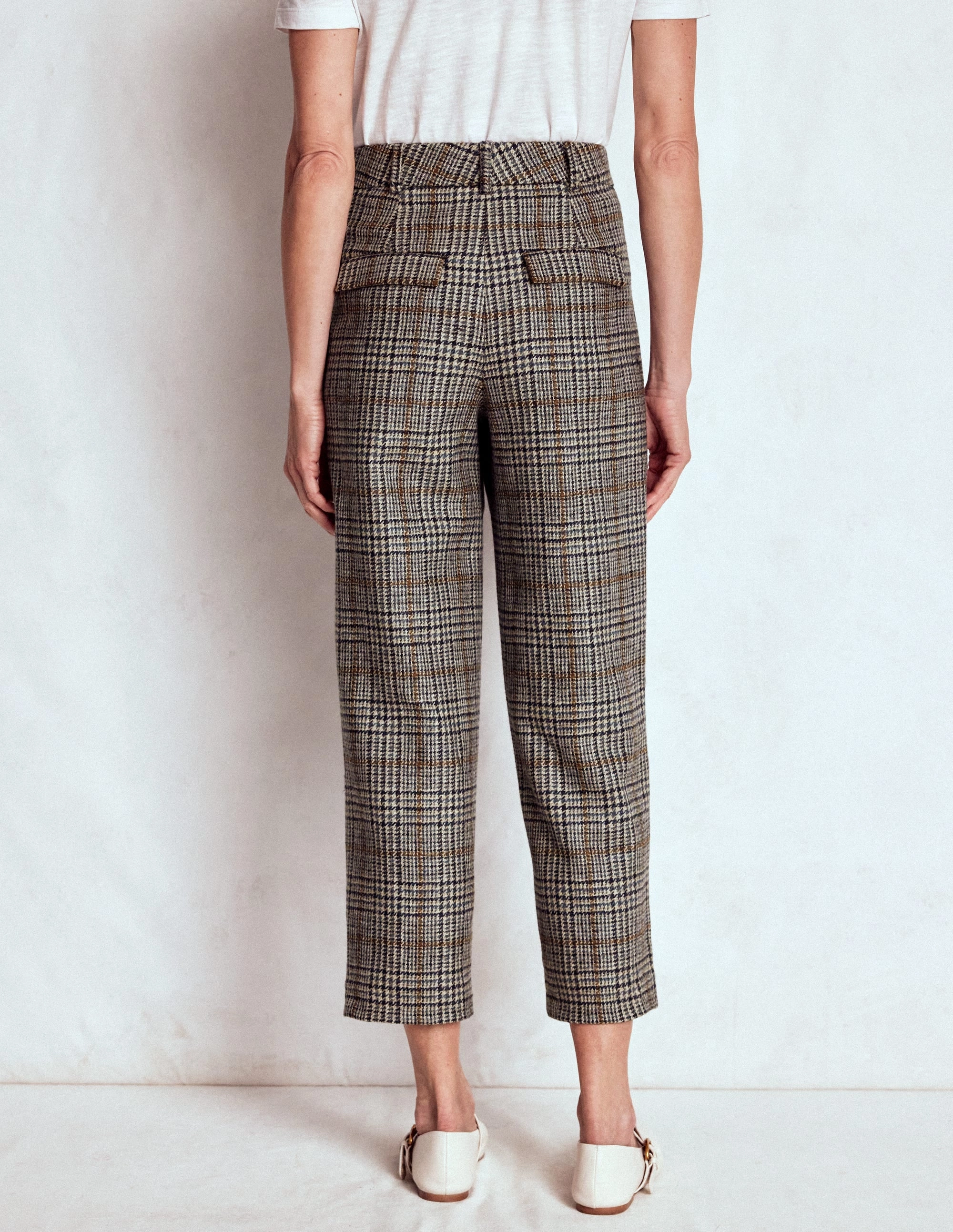 Reflective Trim Options Layer Friendly Bloomsbury Wool Trousers-Blue and Grey Prince of Wales