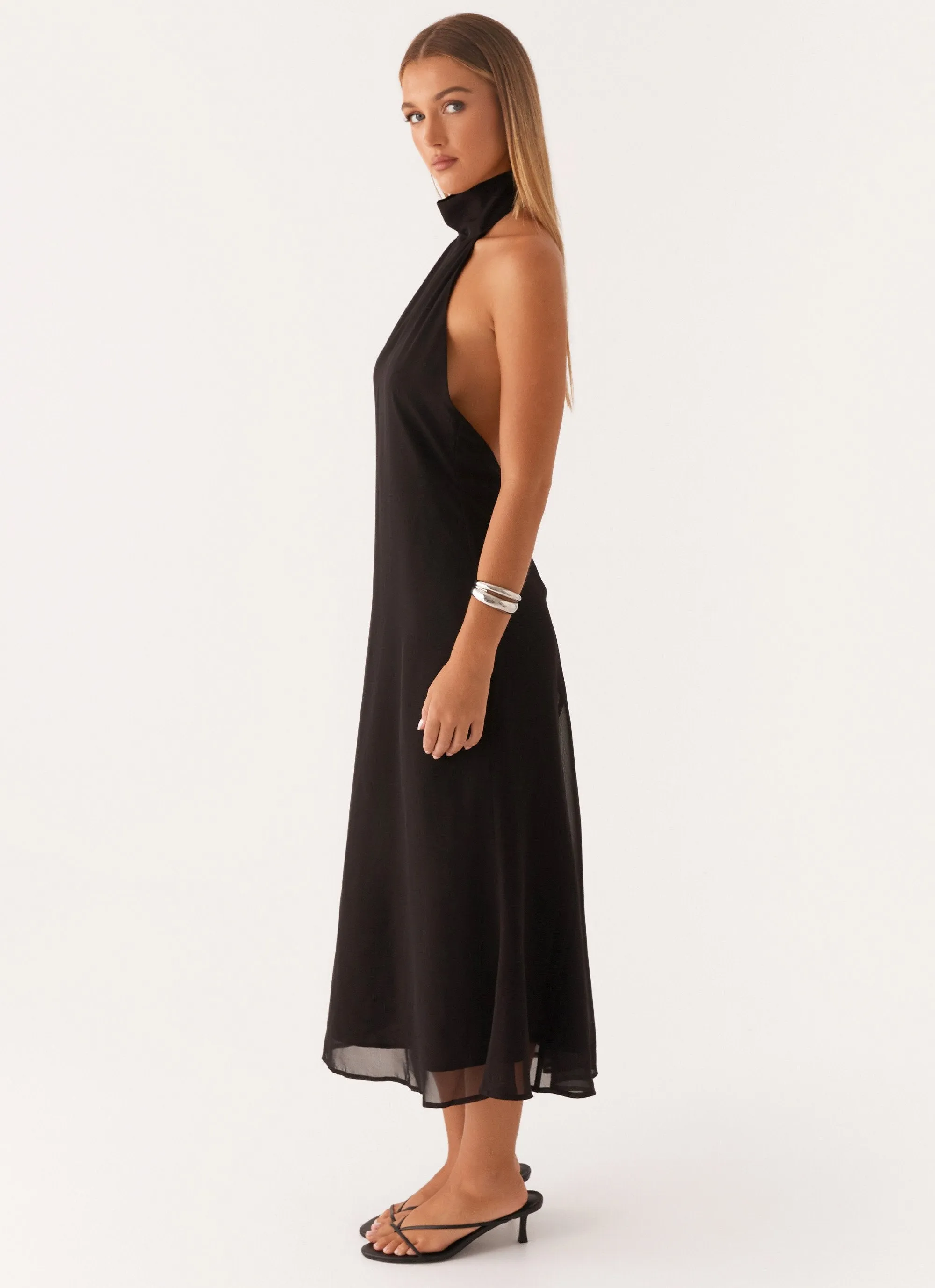 Emmalyn Midi Dress - Black Polished Fit