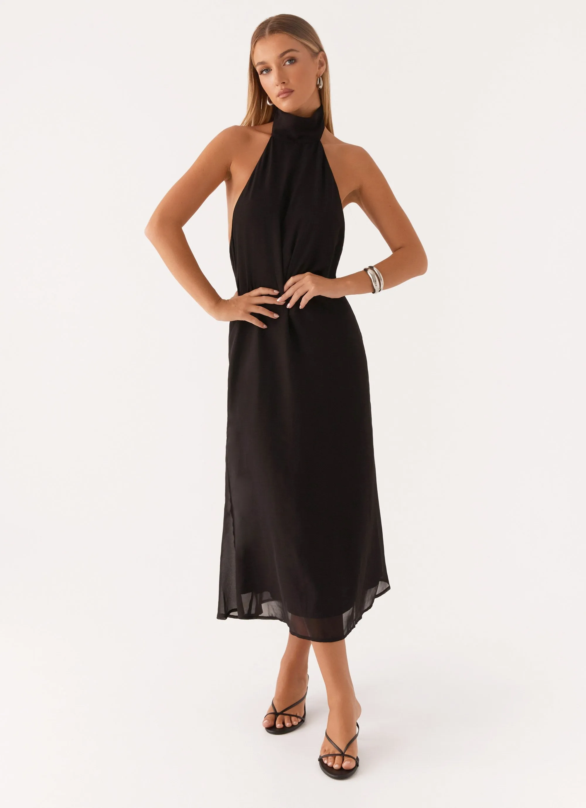 Minimal Design Emmalyn Midi Dress - Black