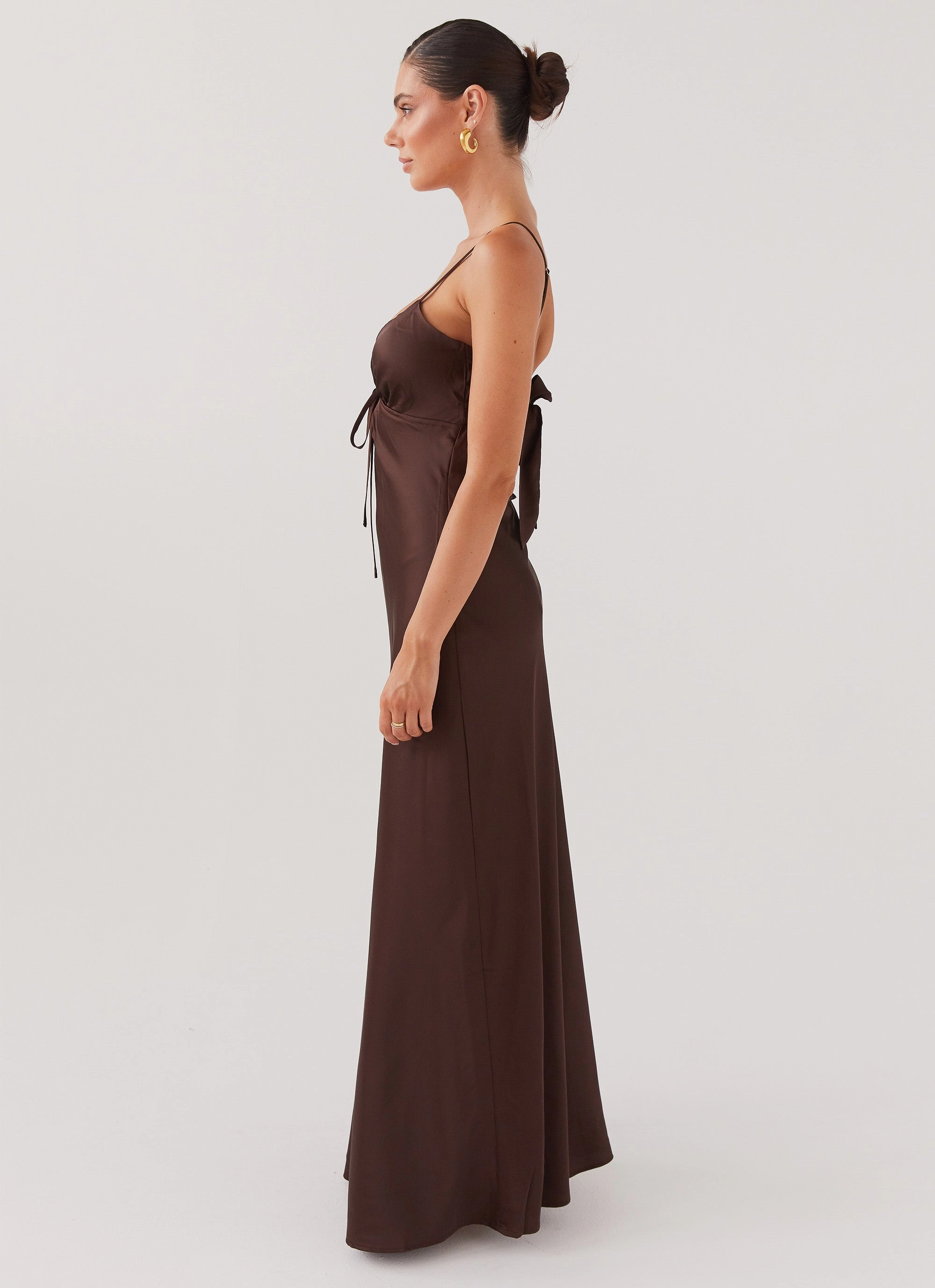 Flora Satin Maxi Dress - Chocolate Unique Print
