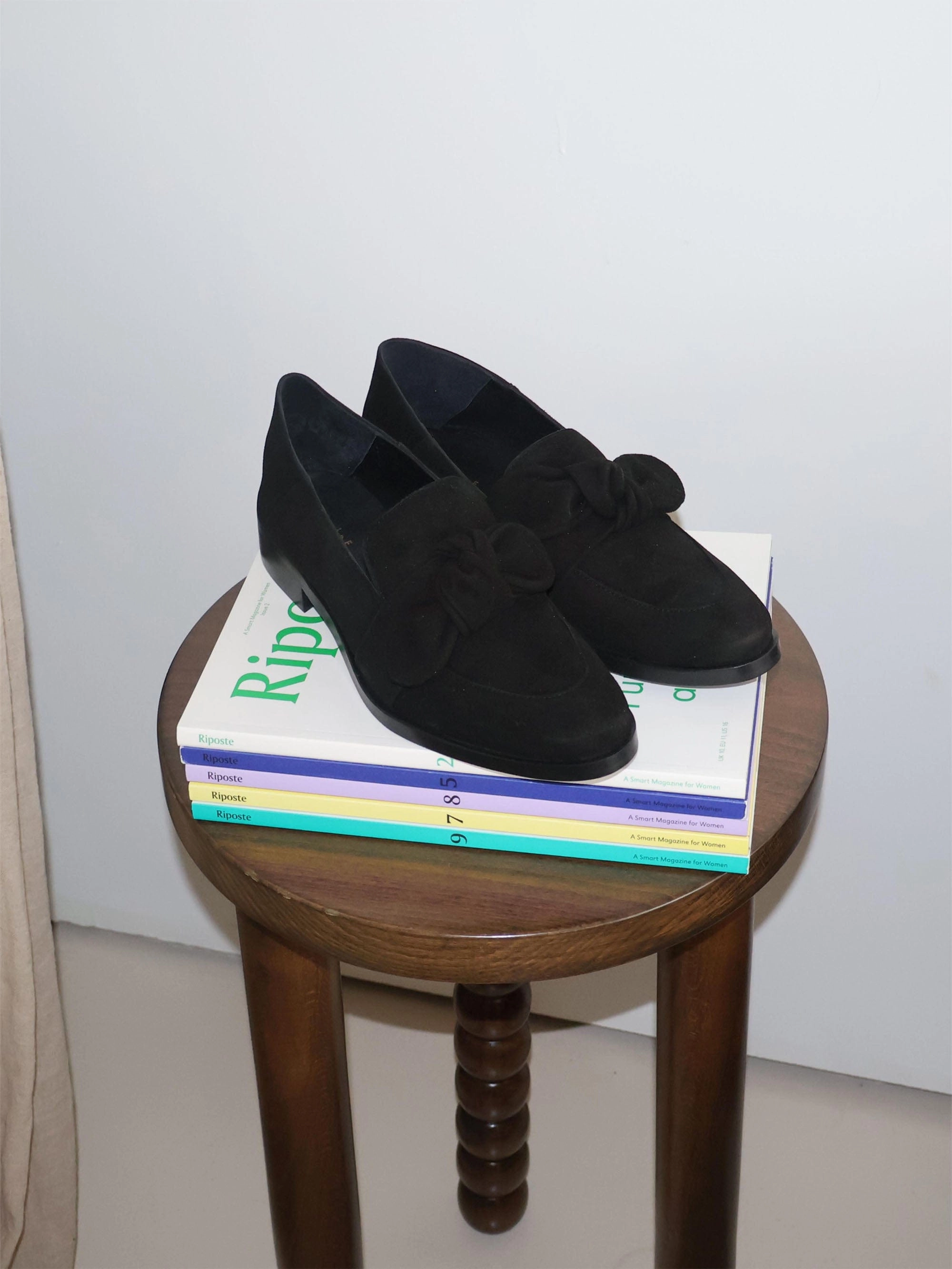 Valencia Black Suede Loafer linen fresh