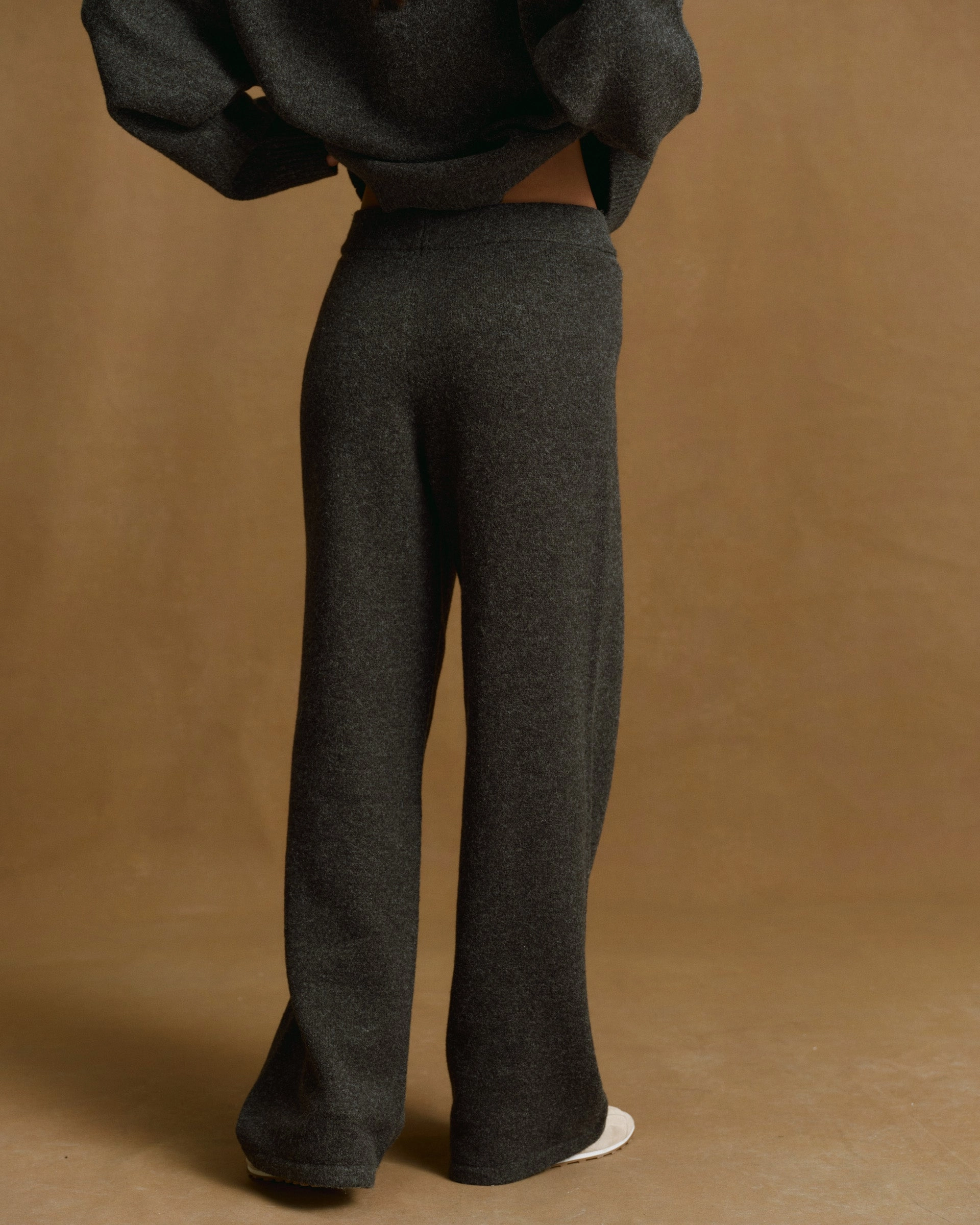 Varsity Knit Straight Leg Sweatpants - Charcoal Grey/Marshmallow White Quick Drying