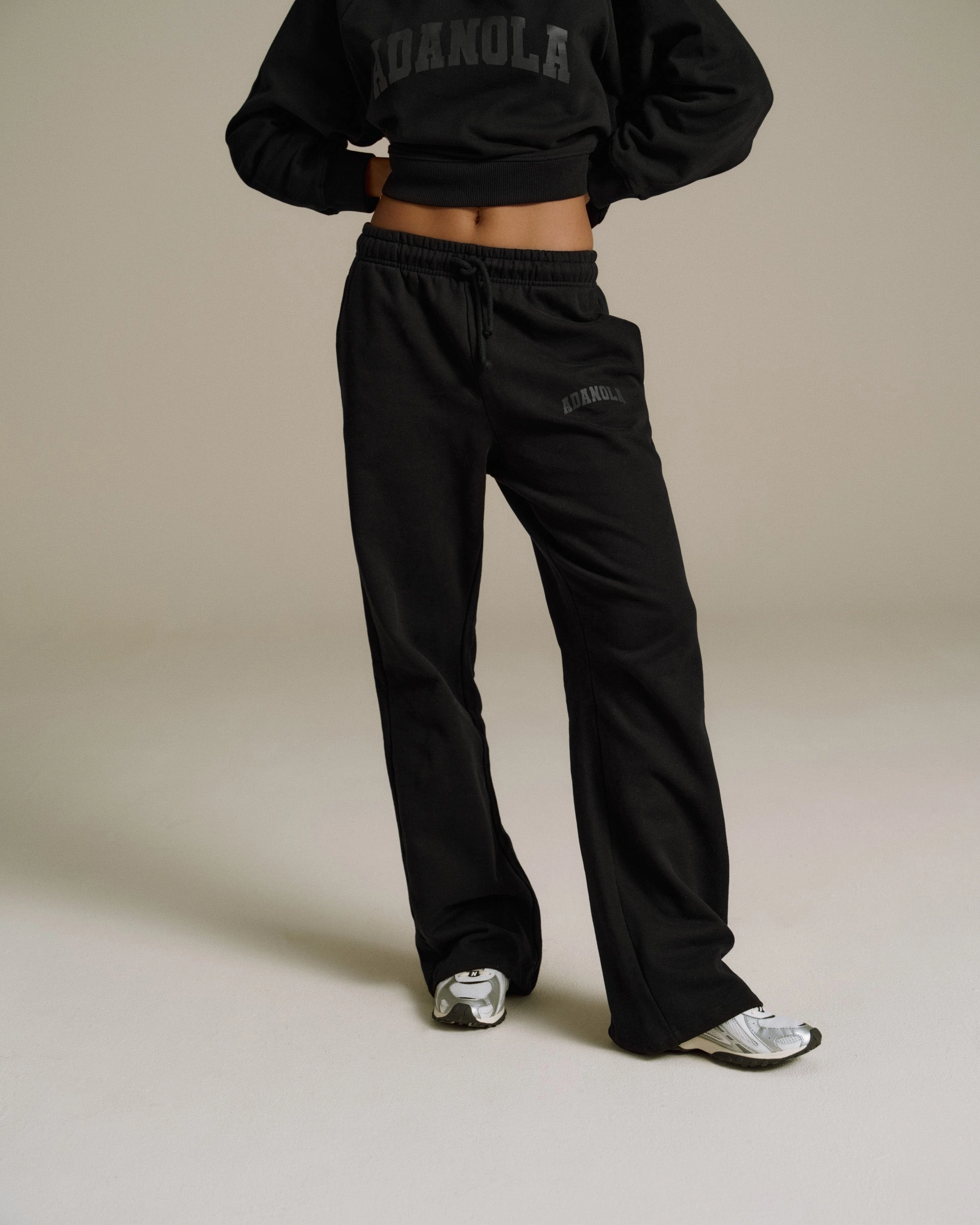 No Chafe Varsity Loose Fit Straight Leg Sweatpants - Black