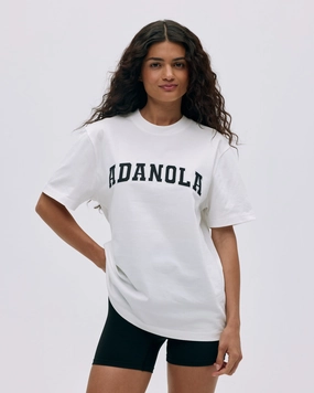 Varsity Short Sleeve Oversized T-shirt - White/Black TearResistant Blends Adjustable Cuff