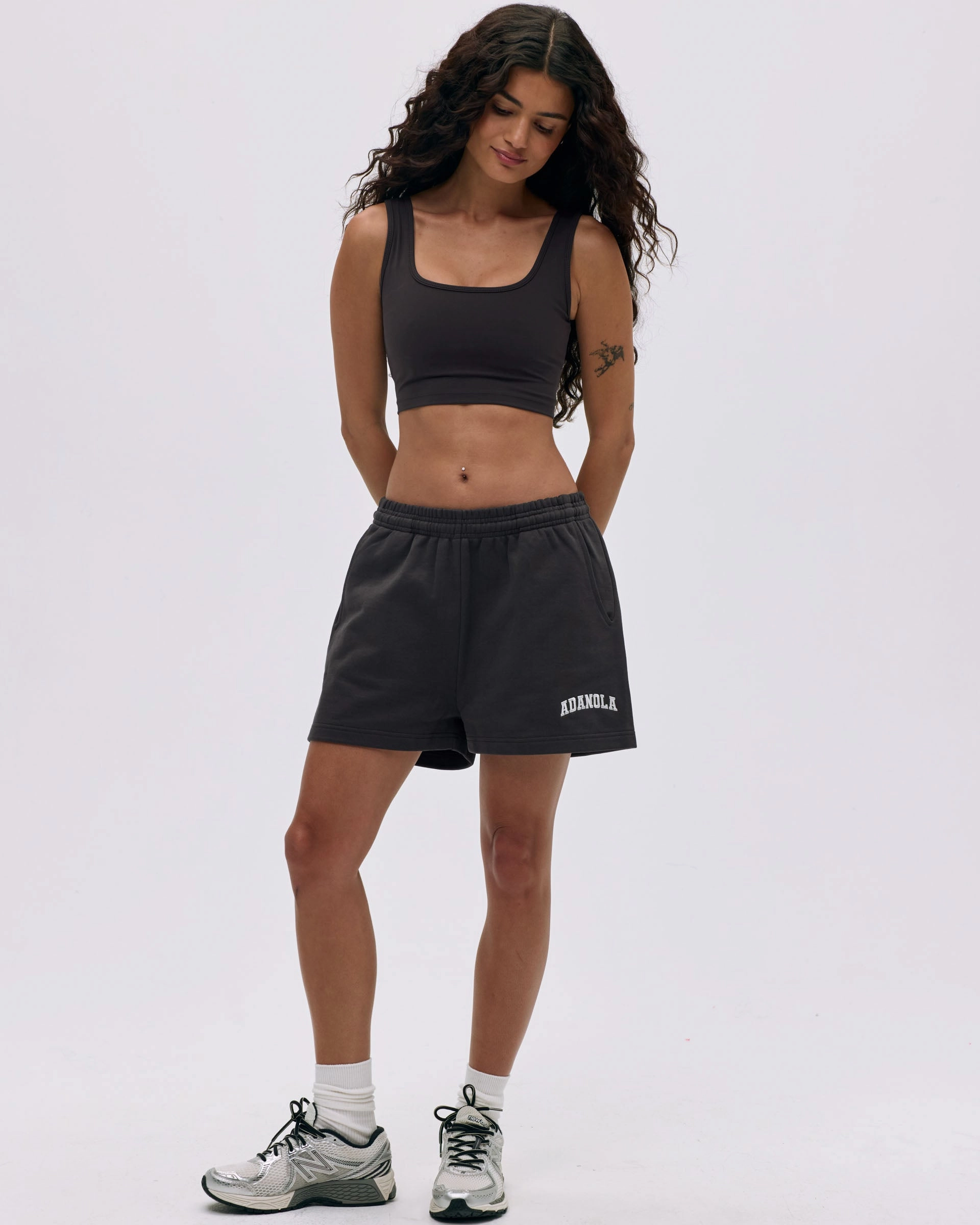 Breezy Layer Fit Varsity Sweat Shorts - Coffee Bean/Marshmallow White