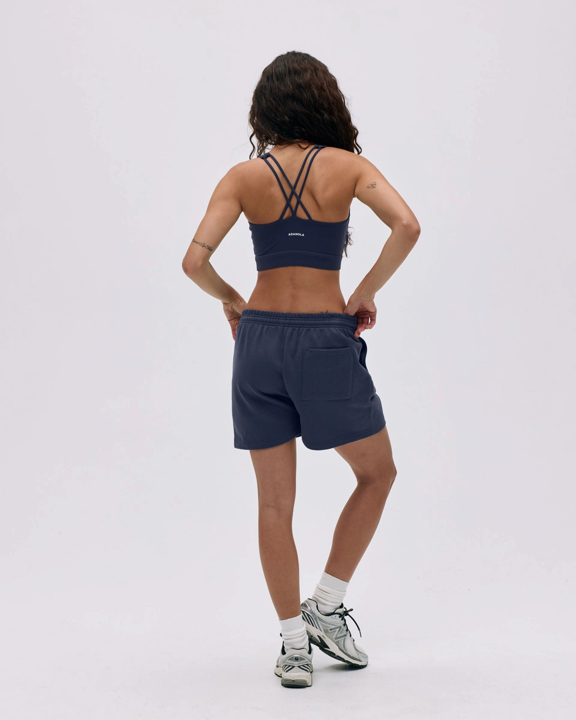 Varsity Sweat Shorts - Midnight Blue/Marshmallow White Neutral Tones Stretchable Waist