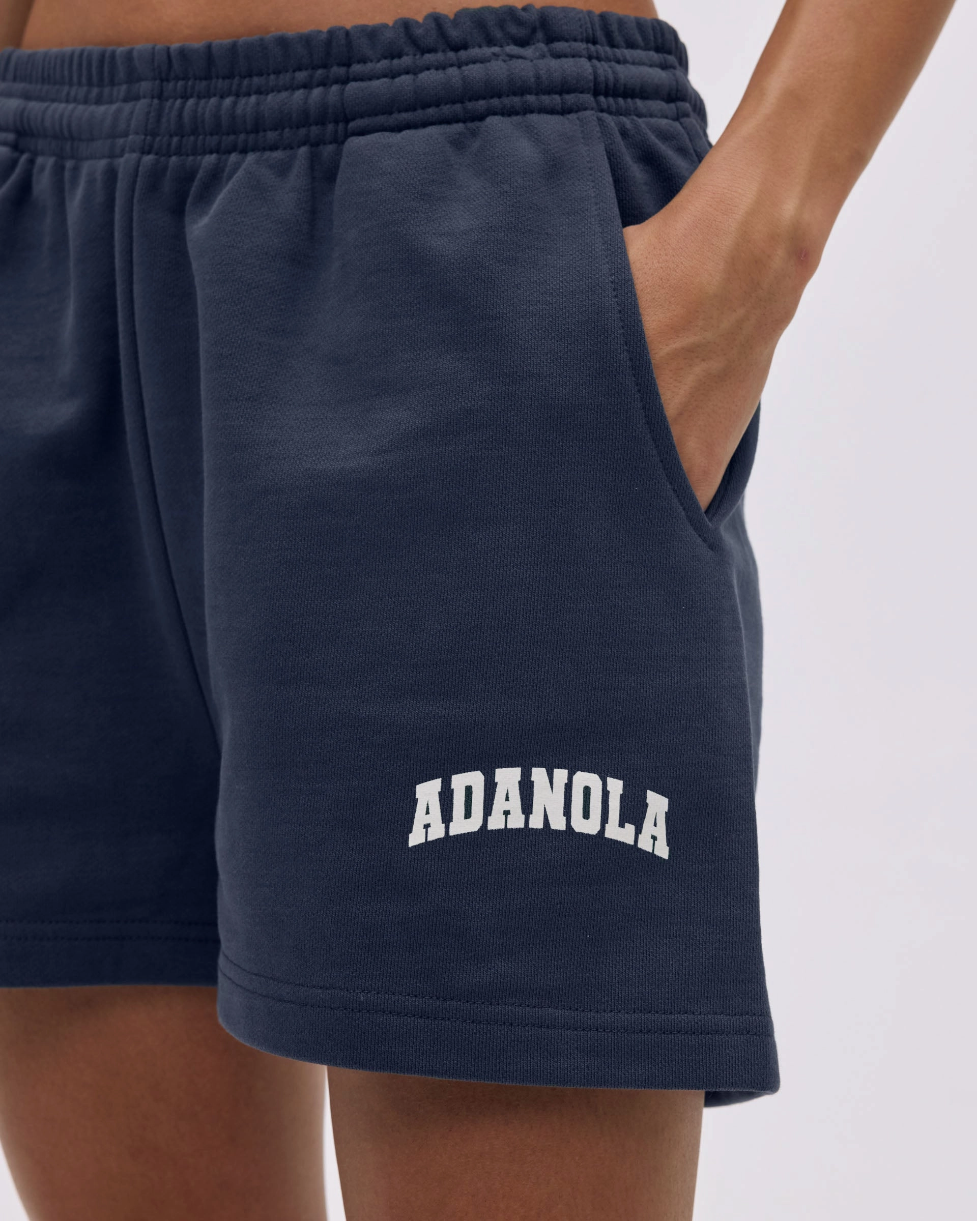 Sport Flex Elastic hem Varsity Sweat Shorts - Midnight Blue/Marshmallow White