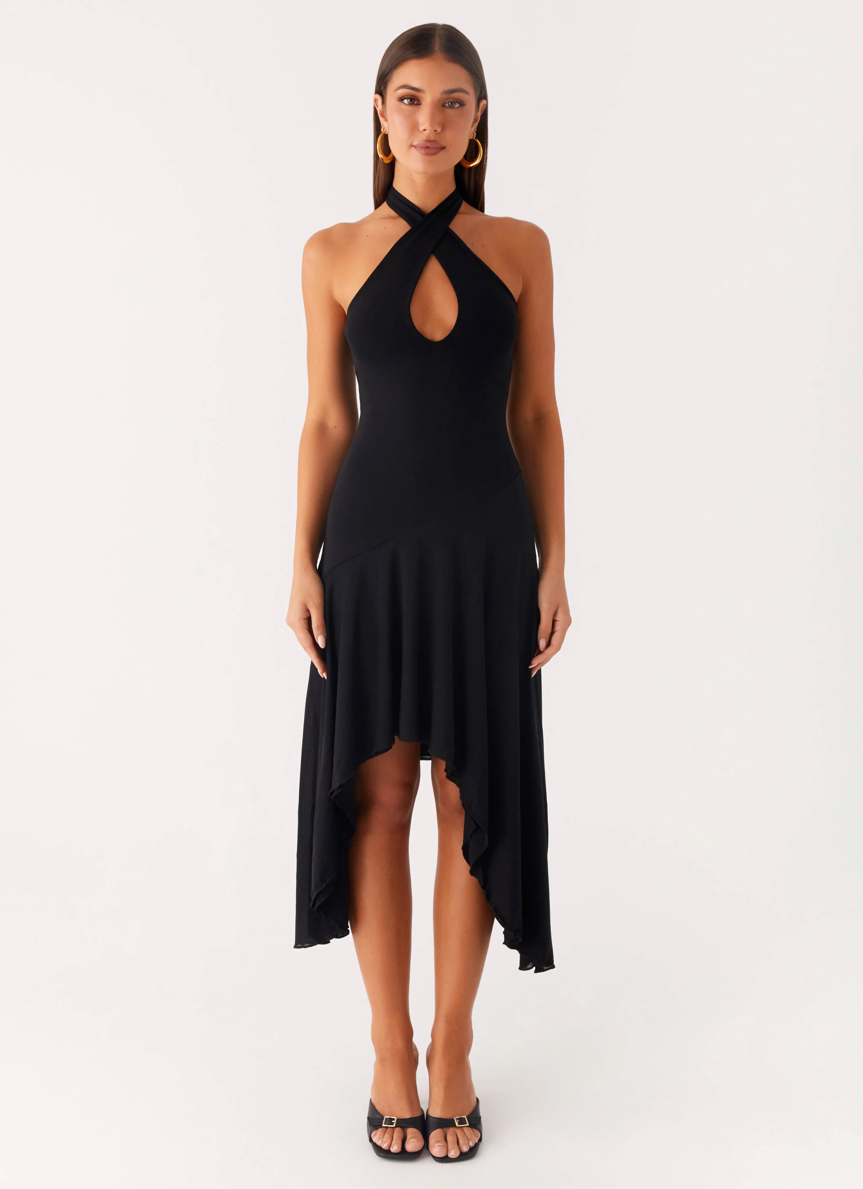 Velvet Sky Midi Dress - Black Gentle Shine retro-style