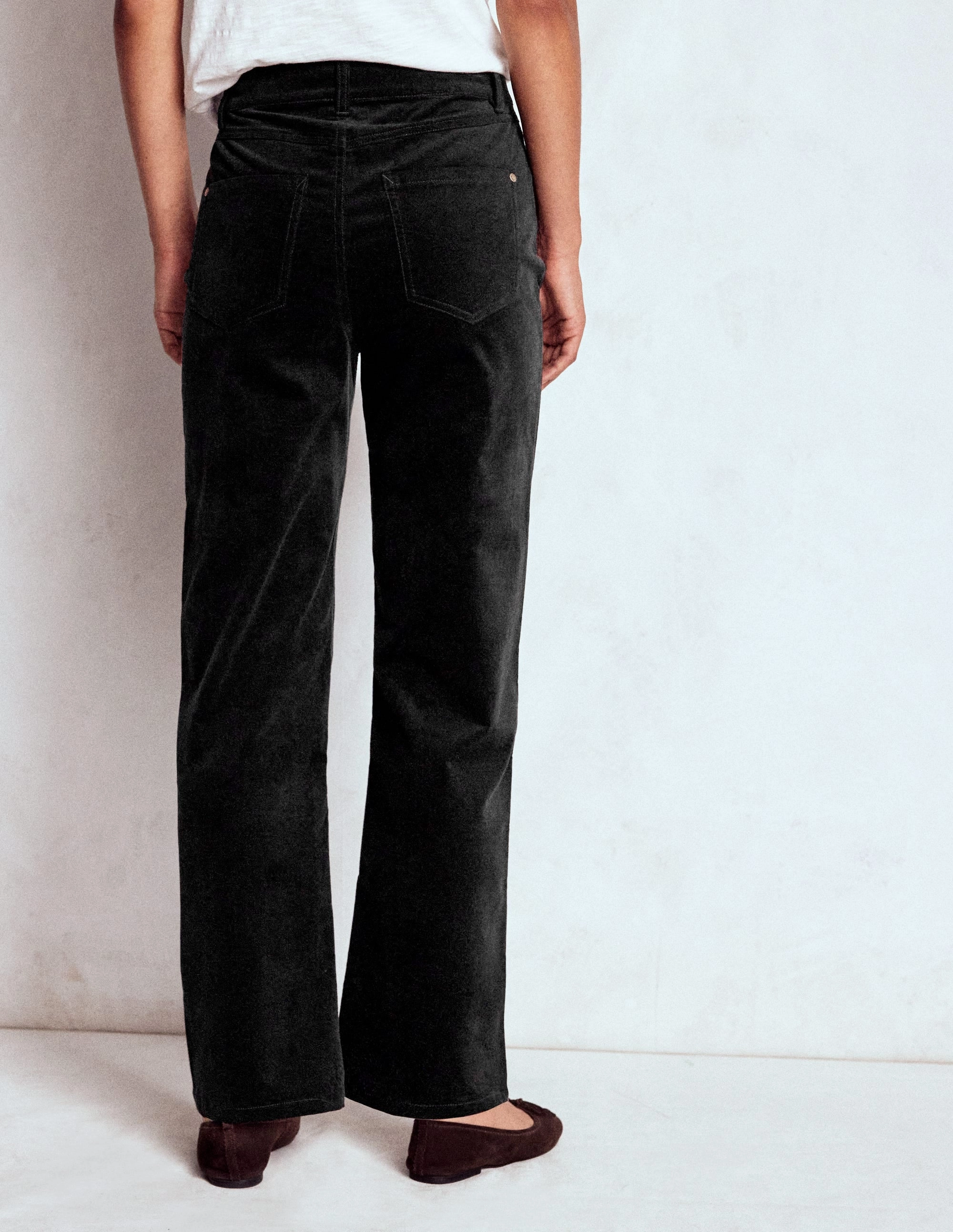 Velveteen Straight Jeans-Black Breathable Comfort Fit All Time Use