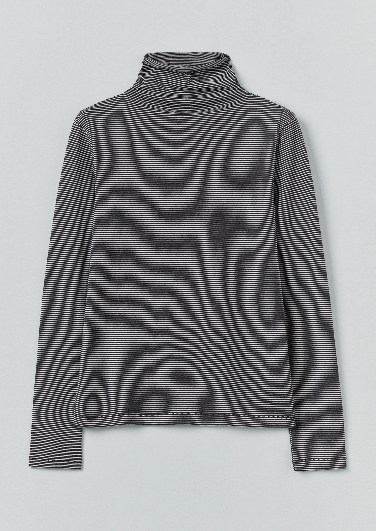 NonChafingTrim Ethically Sourced Yarn Stripe Cotton High Neck Tee | Dark Navy/Ecru