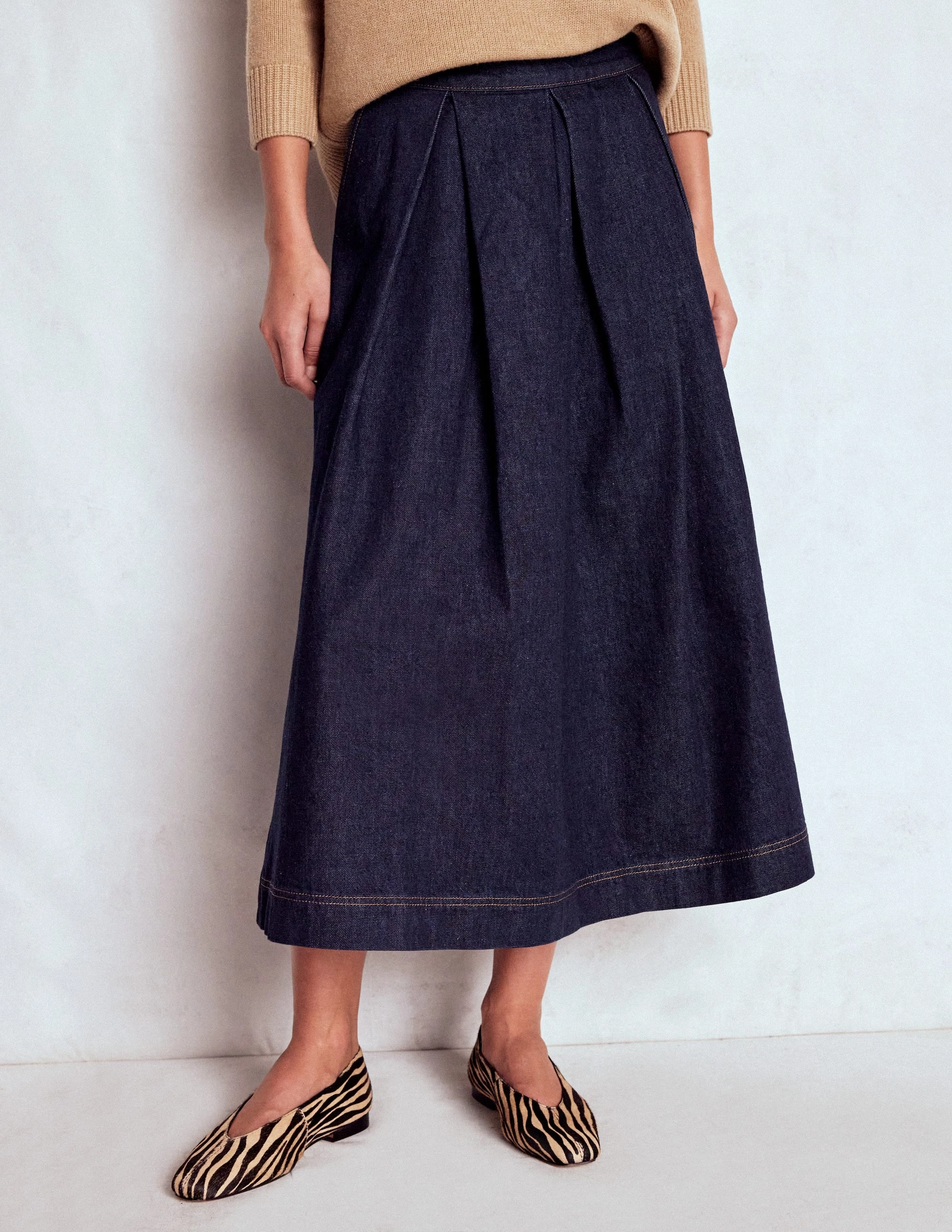Verity Denim Midi Skirt-Indigo Casual Moments