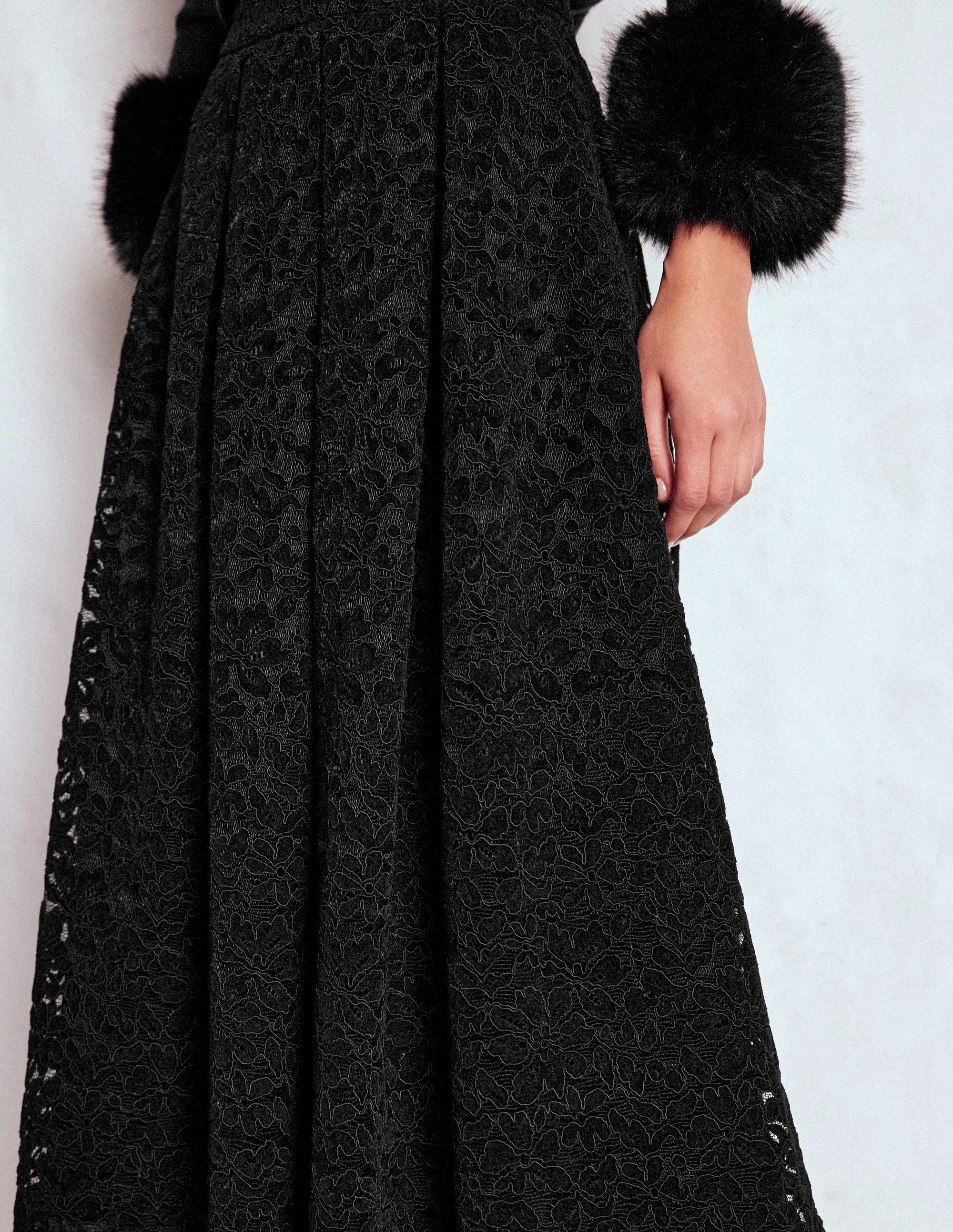 Sleek Appeal Verity Lace Midi Skirt-Black Lace