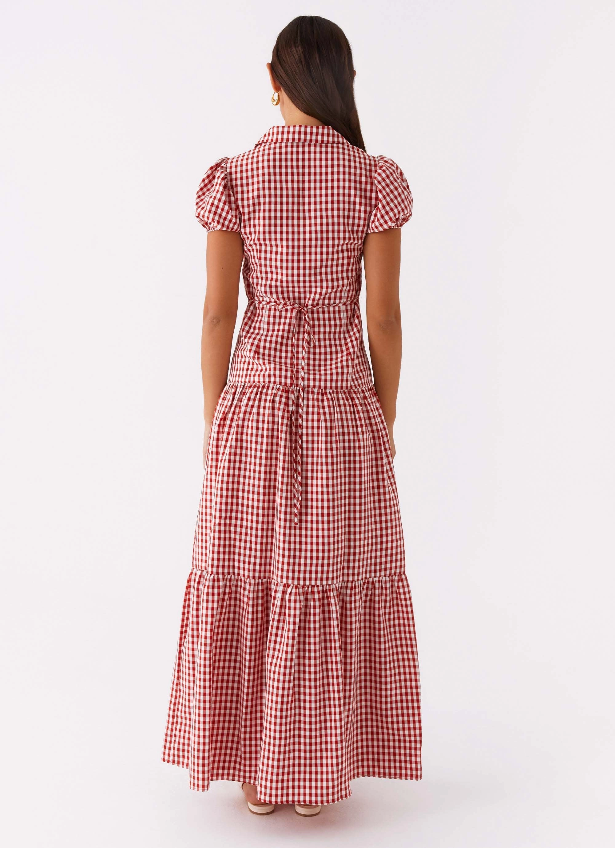 Cozy Design Bright Feel Verity Maxi Dress - Red Gingham