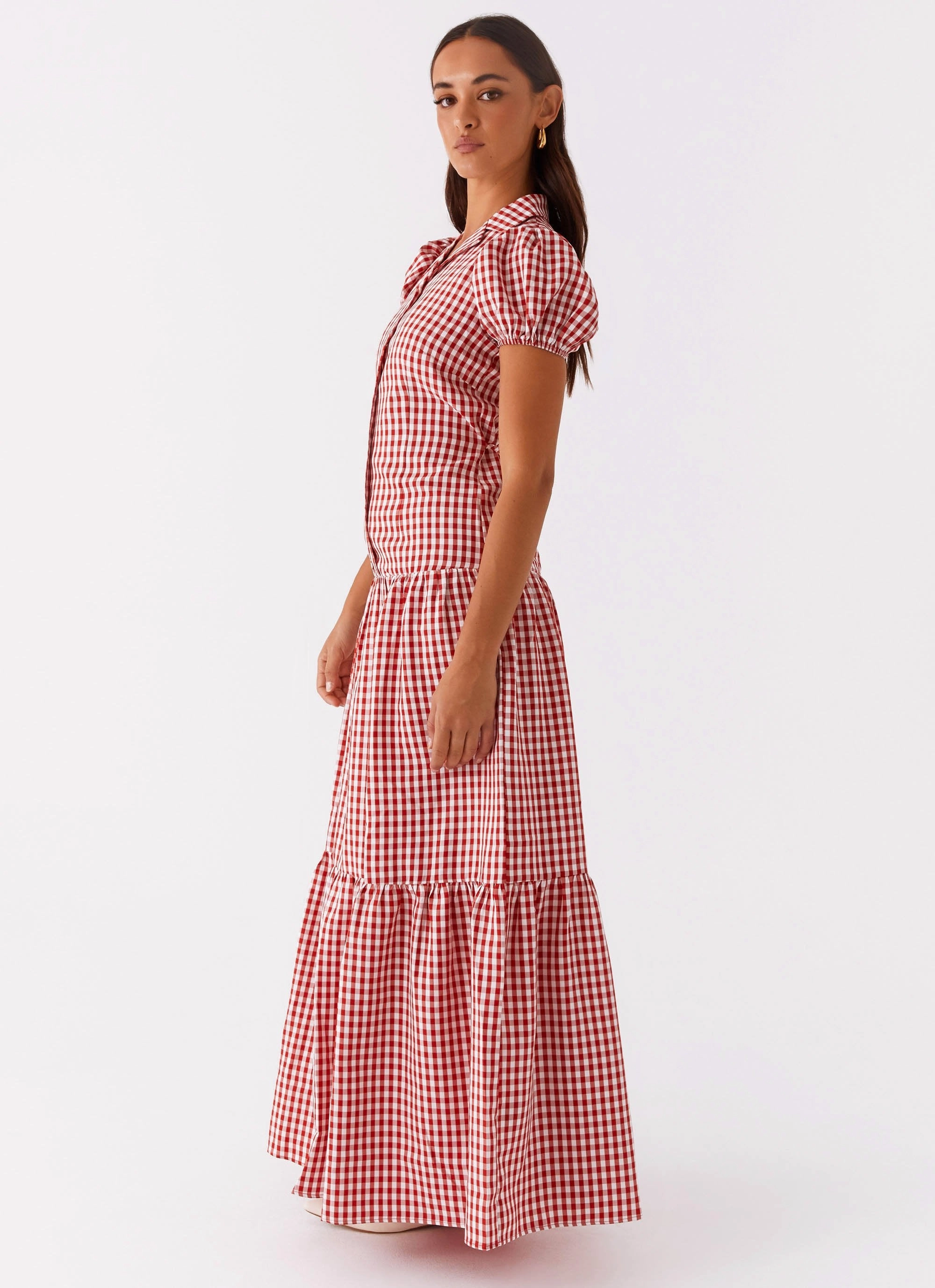 Verity Maxi Dress - Red Gingham Perfect Layer Color Soft