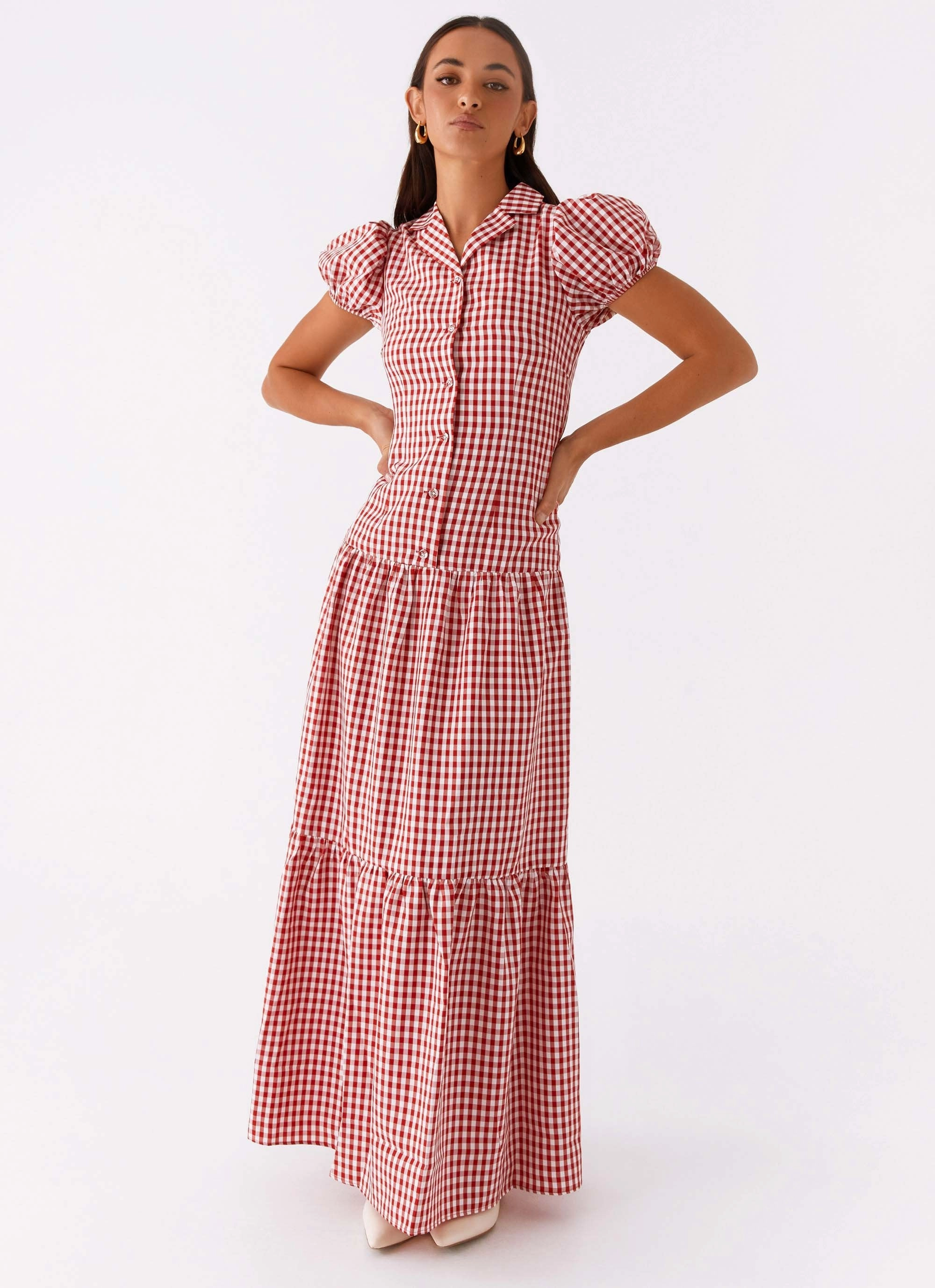 Elegant Mood All Fitwear Verity Maxi Dress - Red Gingham