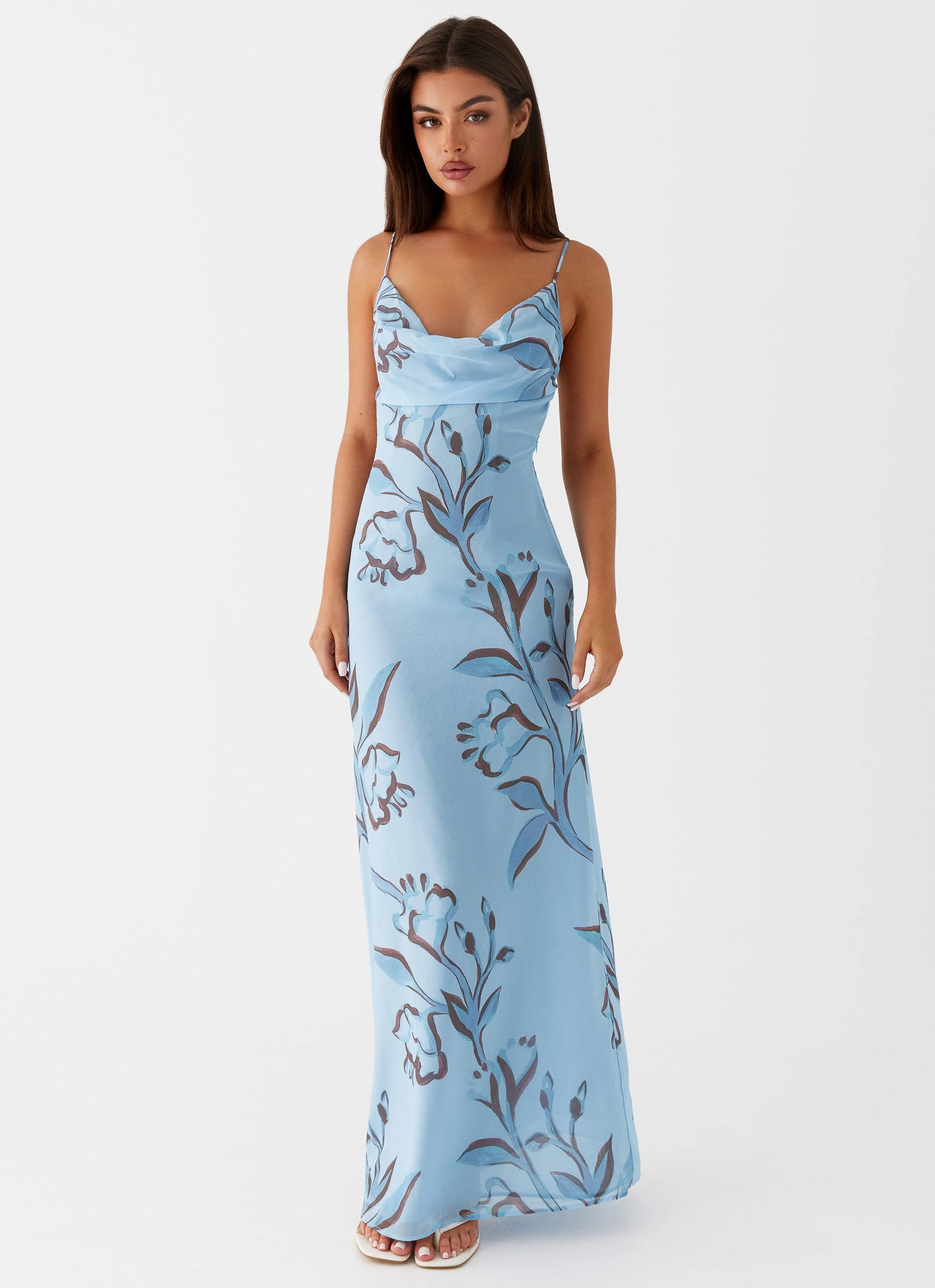 Felicia Daisy Maxi Dress - Blue Floral AntiFrayEdging