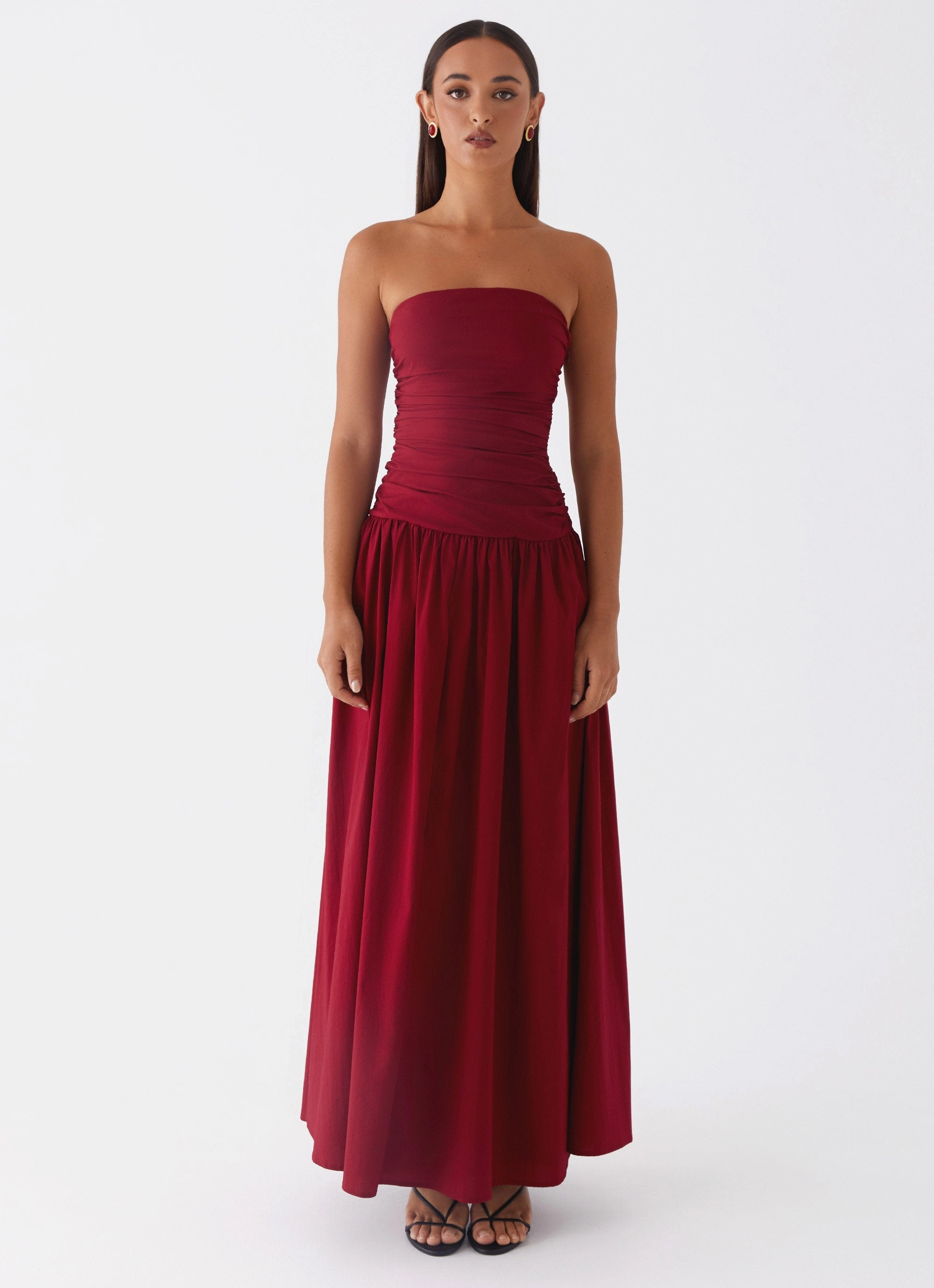 Evening-Wear Carmel Maxi Dress - Merlot