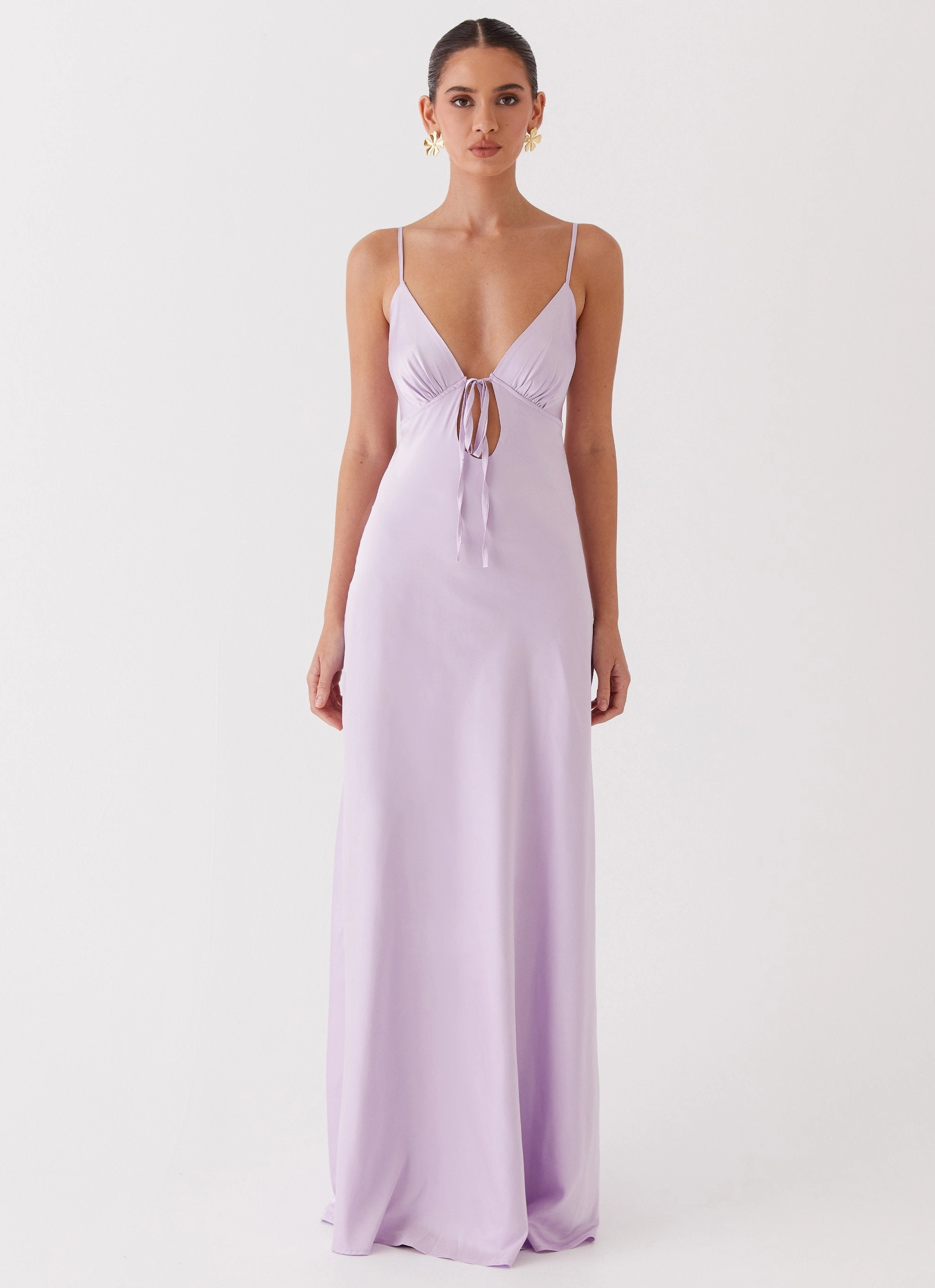 Flora Satin Maxi Dress - Lilac Easy Elegance Work Fitwear