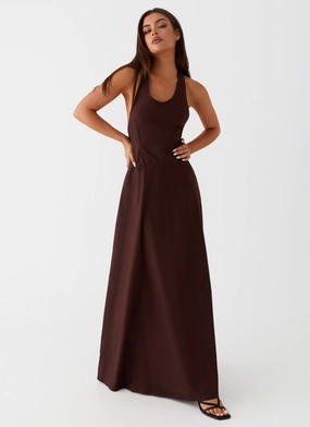 Vestige Maxi Dress - Chocolate warm tones