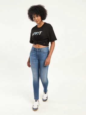 No Fade Look Minimal Edge Women's 711 Blue Skinny Fit Mid Rise Jeans