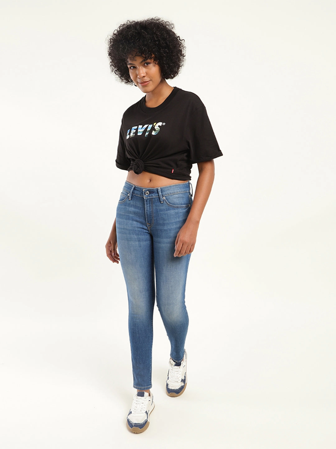 No Fade Look Minimal Edge Women's 711 Blue Skinny Fit Mid Rise Jeans