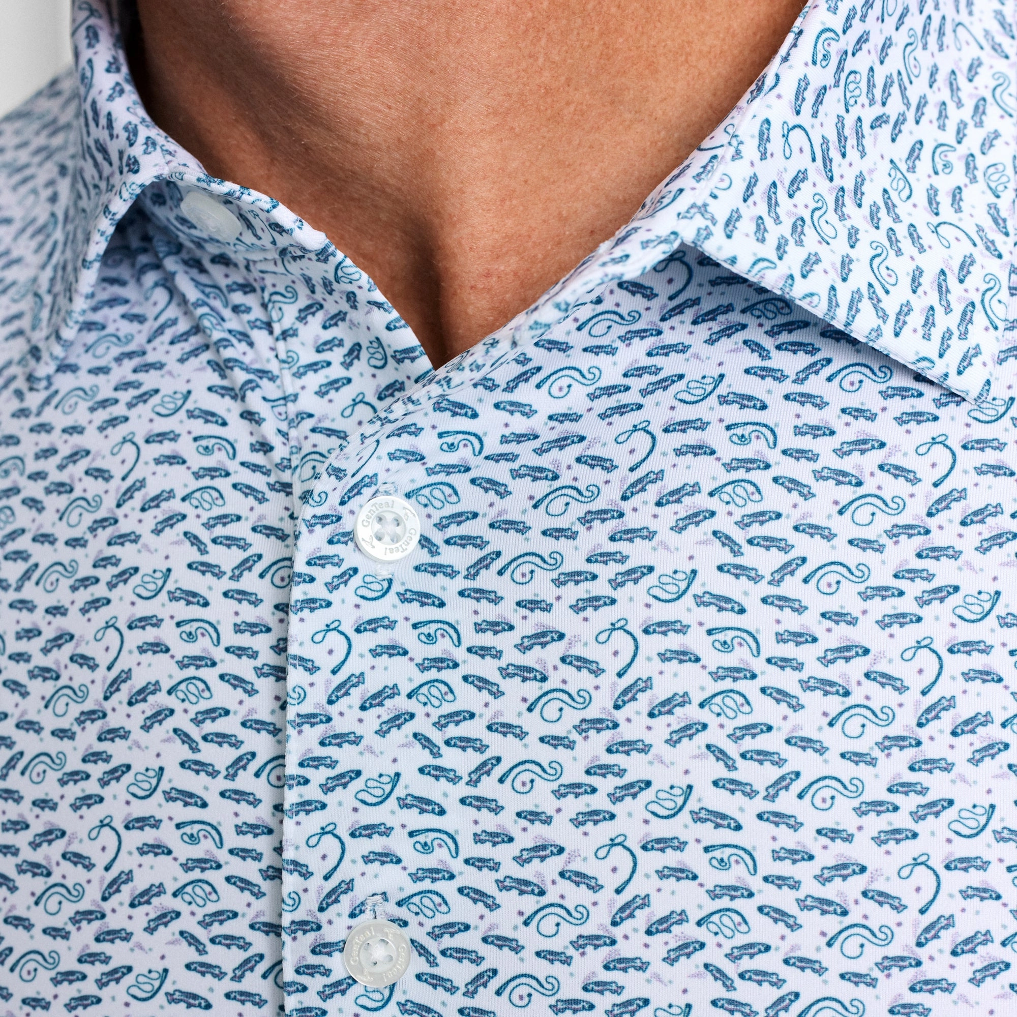 Cadet Catch and Release Printed Performance Polo Bound Edge Detailing Trendy Casual