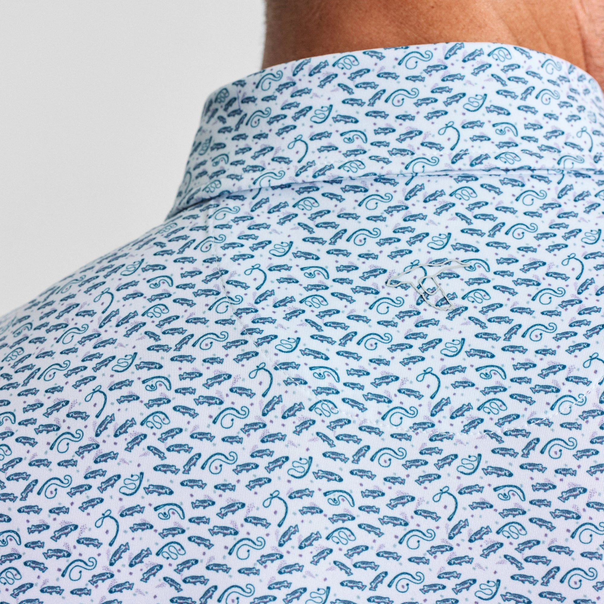 Layering Essential DoubleLayered Hem Binding Cadet Catch and Release Printed Performance Polo