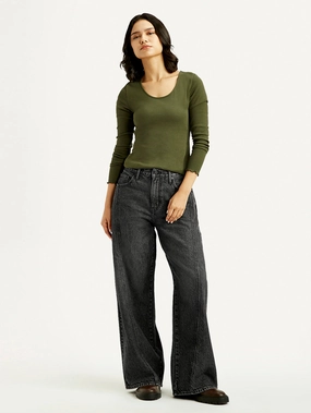 Women's Black XL Straight Loose Fit Mid Rise Jeans Unisex Wear Elegant Vintage Lover Outfit Ideas