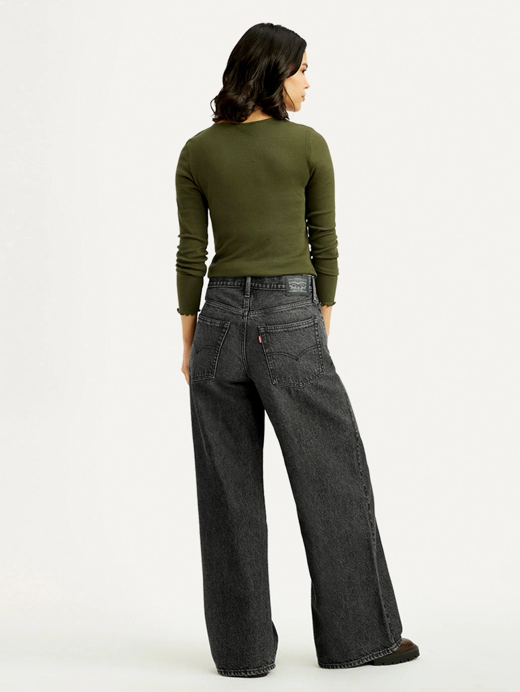 Women's Black XL Straight Loose Fit Mid Rise Jeans Comfortable Waistband Smart Casual