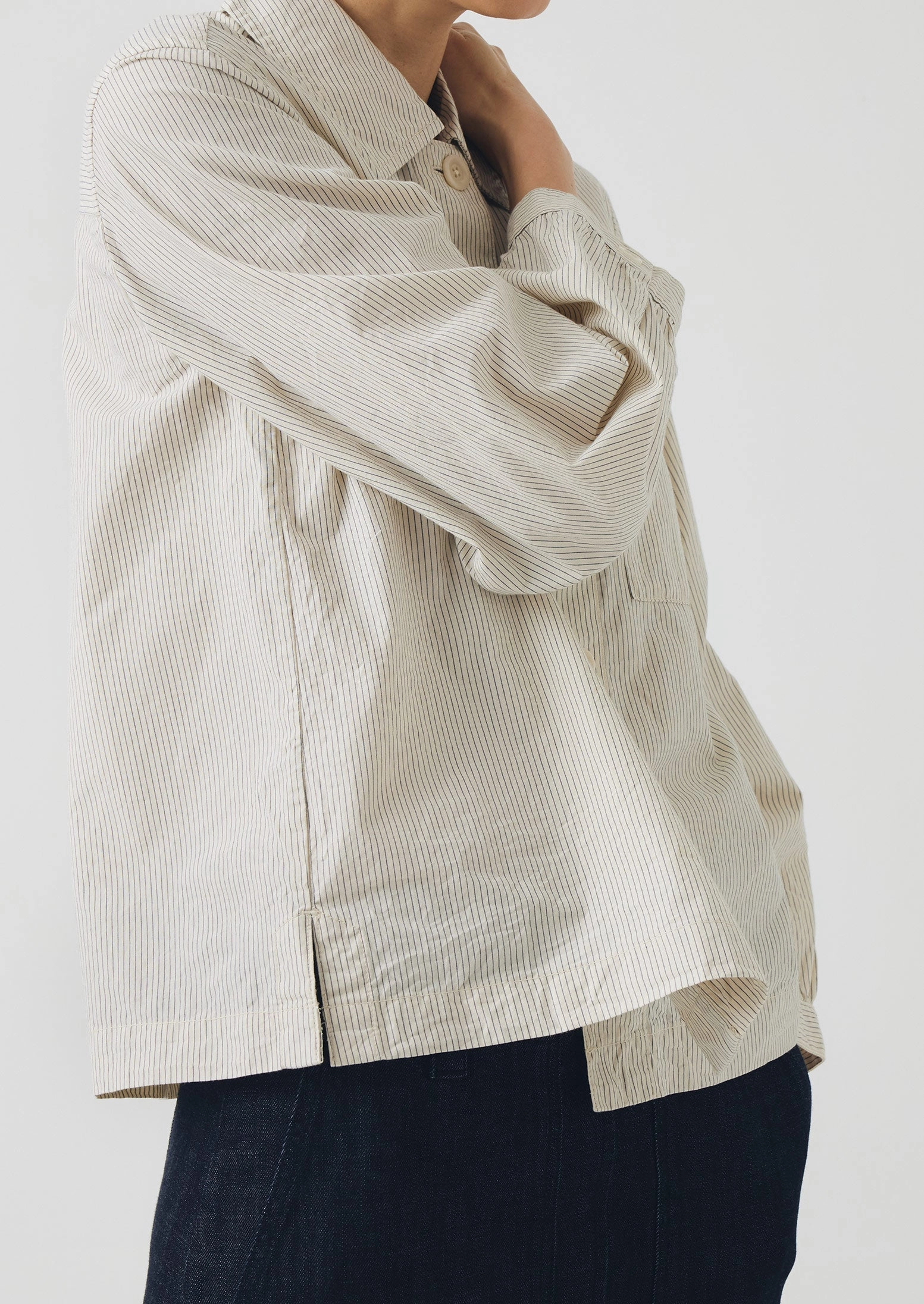 Baya Patch Pocket Stripe Organic Cotton Shirt | Sunwashed Blue Non Restrictive Fit