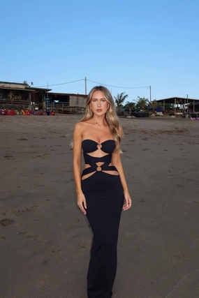 VIORA MAXI DRESS BLACK Fashionable Look