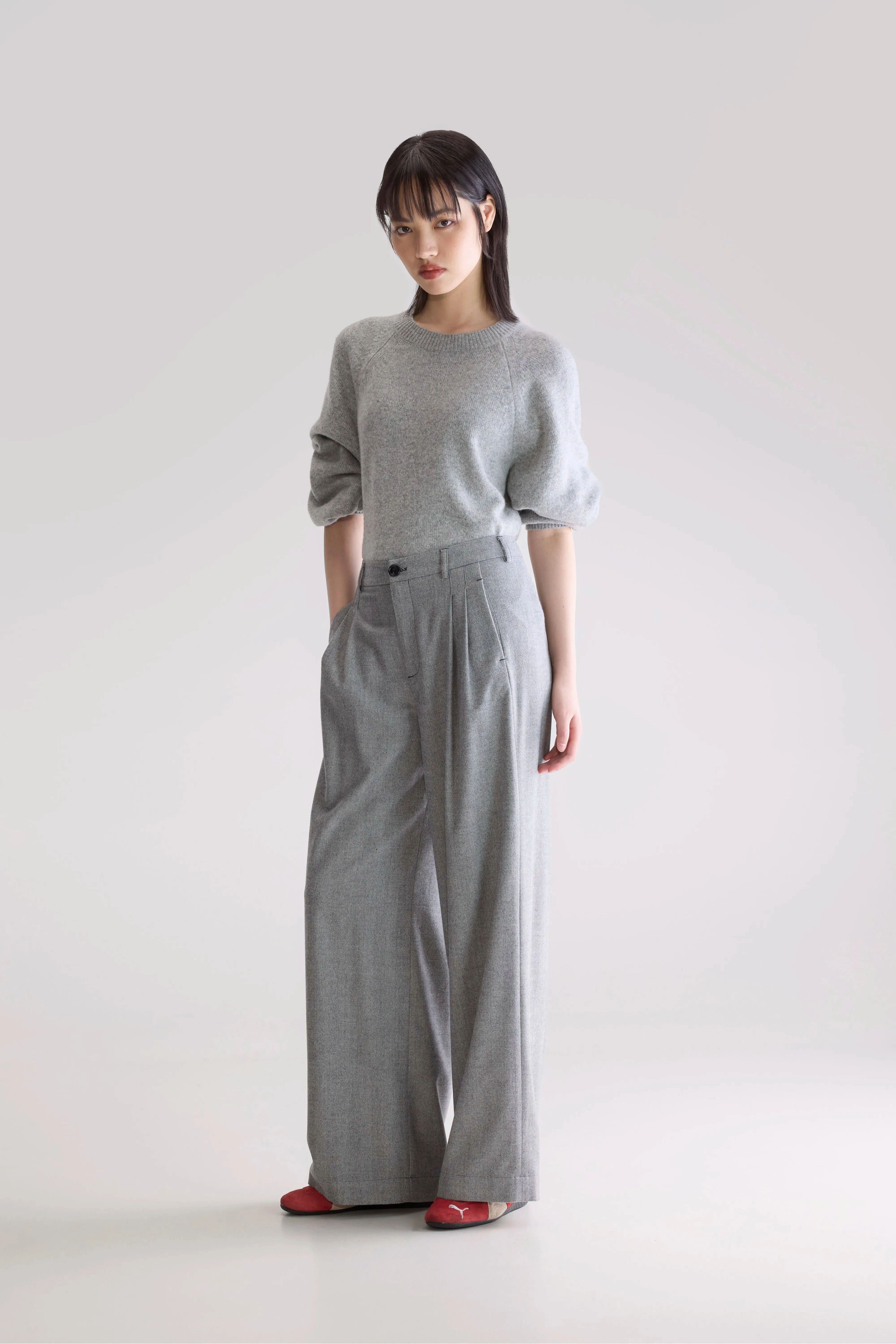 Non Bulk Volkert wide tailored trousers (252 / W / MID GREY)