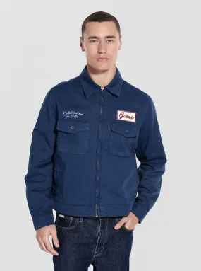 Flame retardant Stretchable Panels Guess Originals Eco Blue Full Zip Cap Jacket