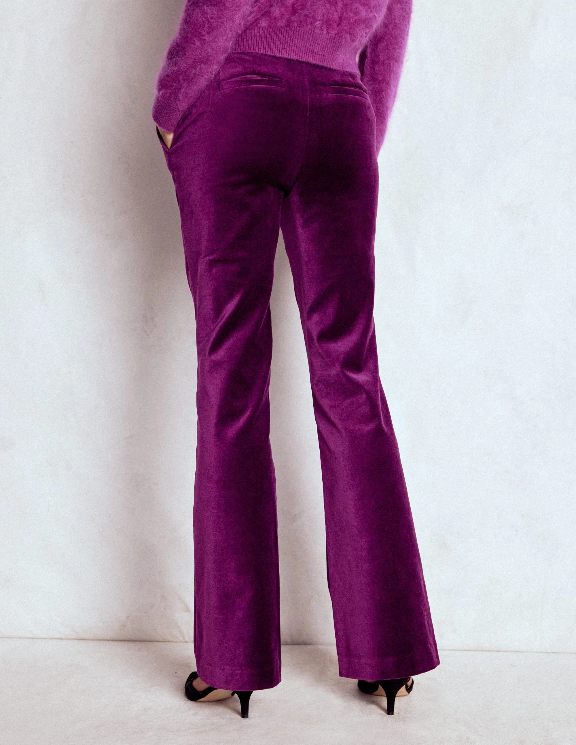 Fitted Velvet Flare Trousers-Plum Jam Outdoor Flex