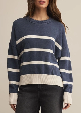 Jordane Striped Sweater - Storm Cloud Heather Soft Layering