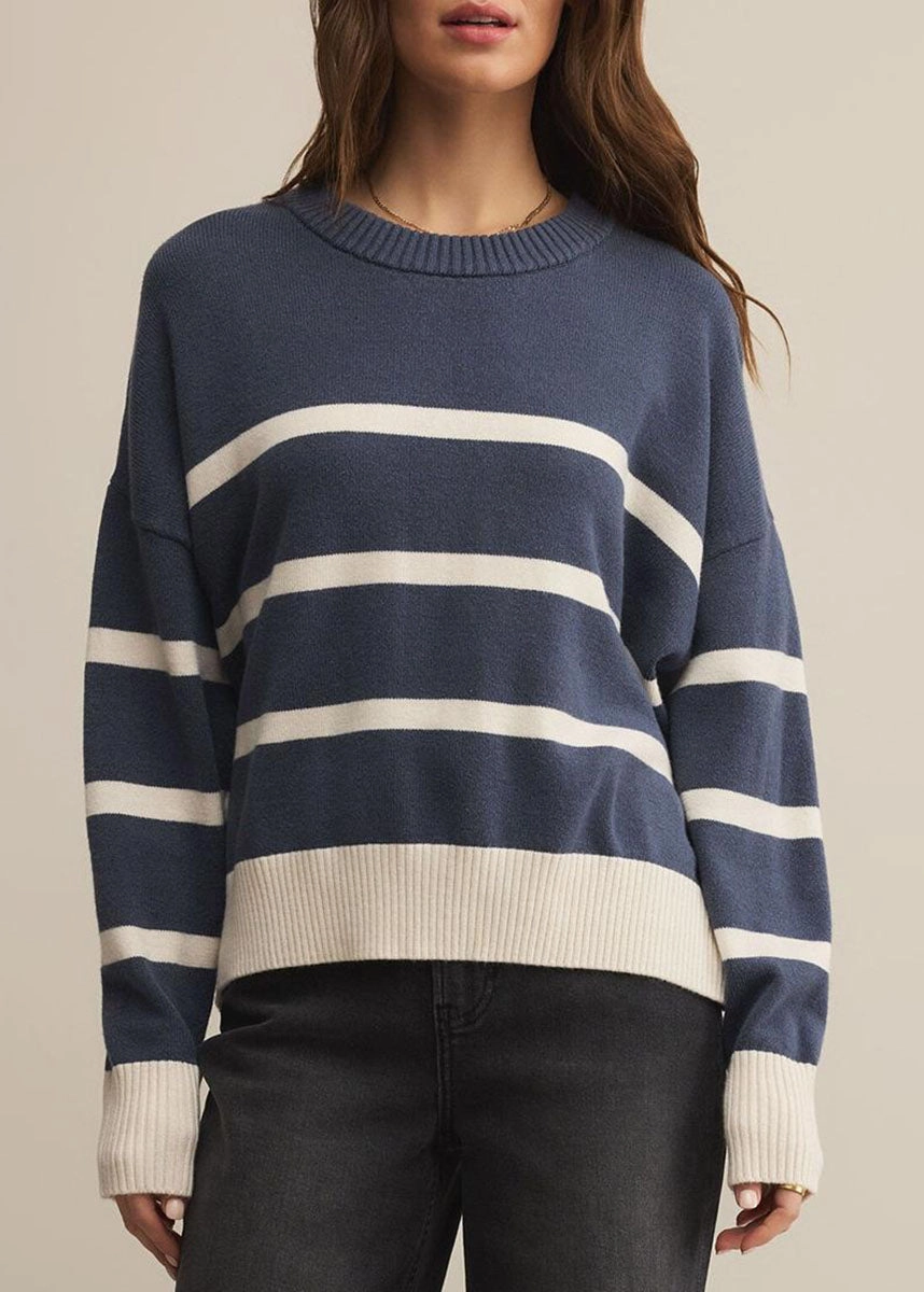 Jordane Striped Sweater - Storm Cloud Heather Soft Layering