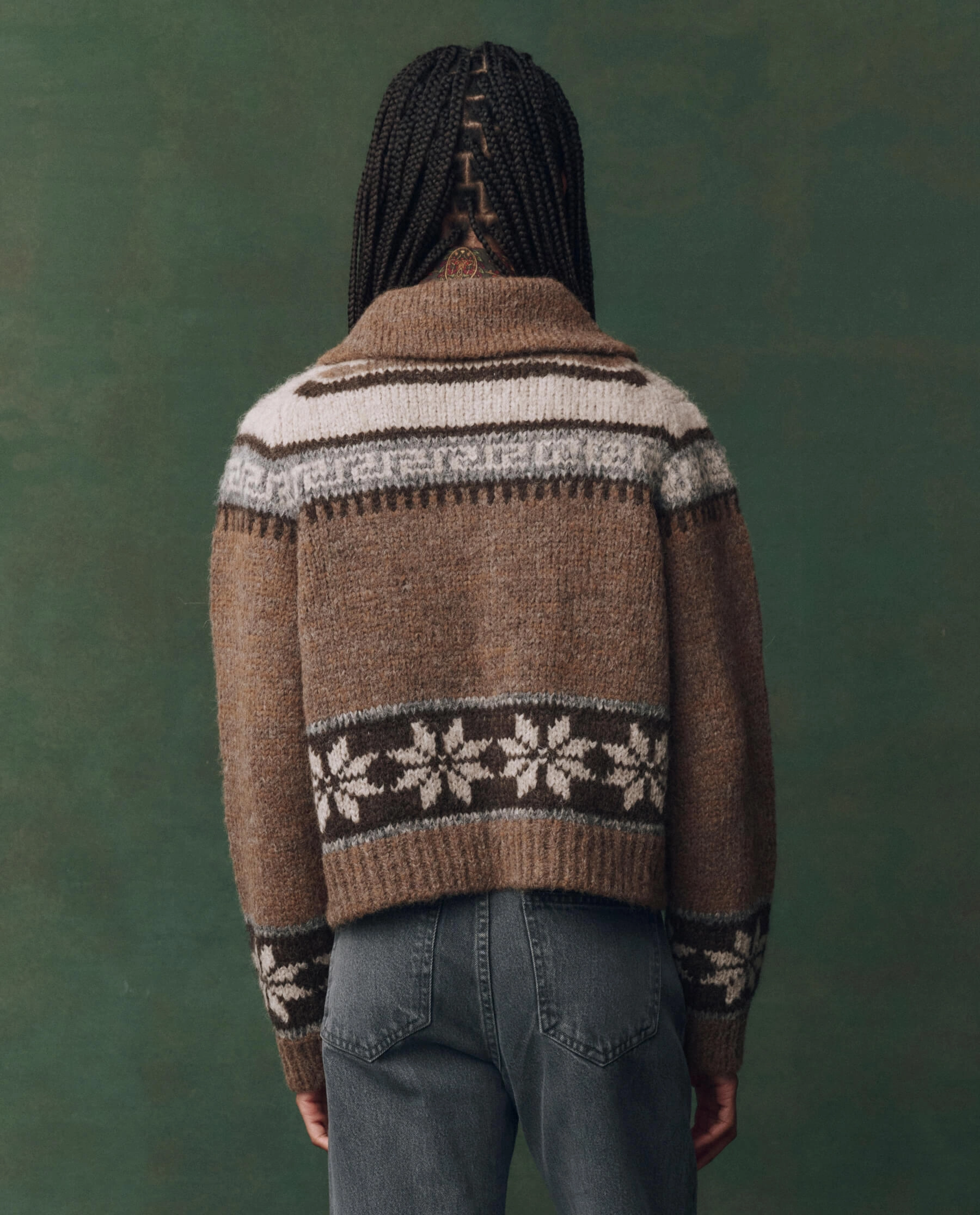 Lightweight Knit Soft Fabric The Nordic Scholar Cardigan. -- Hickory Fair Isle