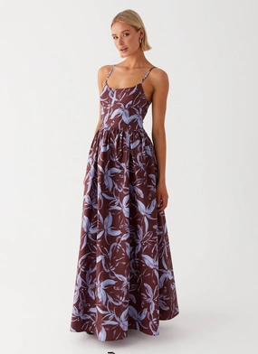 Tesoro Maxi Dress - Brown Purple Floral Low Key