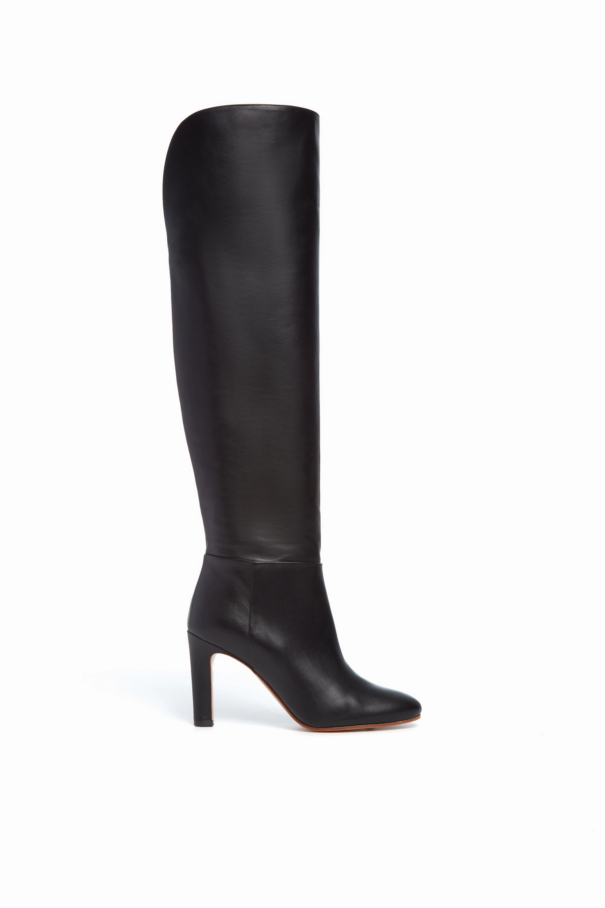 Linda Over-the-Knee Boot in Black Leather Comfortable Style Secure And Comfortable