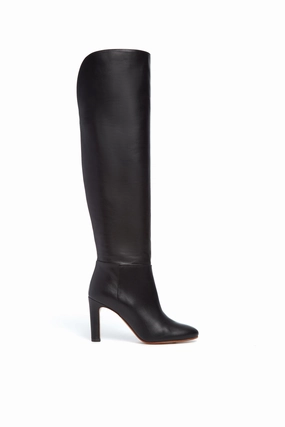 Linda Over-the-Knee Boot in Black Leather Comfortable Style Secure And Comfortable