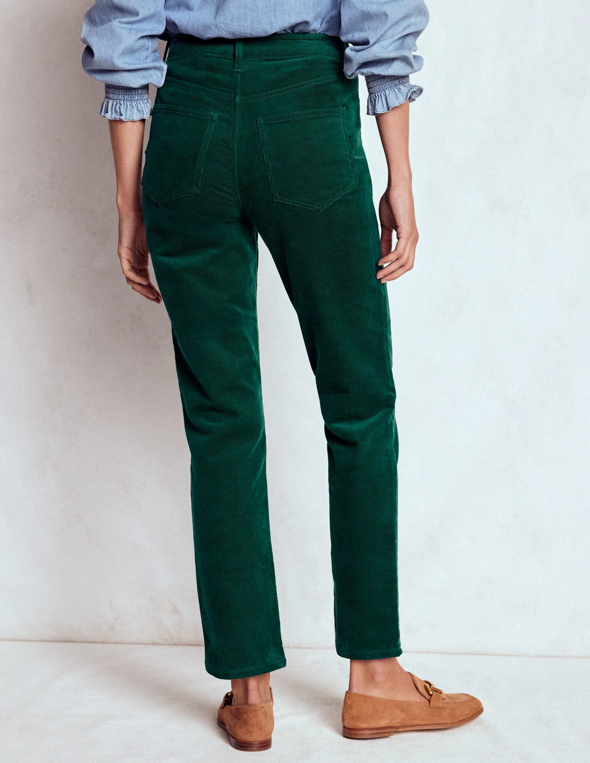 Body Ready City Ready High-Waisted Cord Slim Jeans-Green